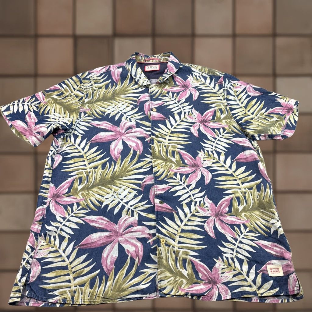 Scotch & Soda VINTAGE Scotch & Soda Shirt Mens XL Floral Hawaiian AOP Button Up Tropical Camp Viscose Size US XL / EU 56 / 4 - 1 Thumbnail