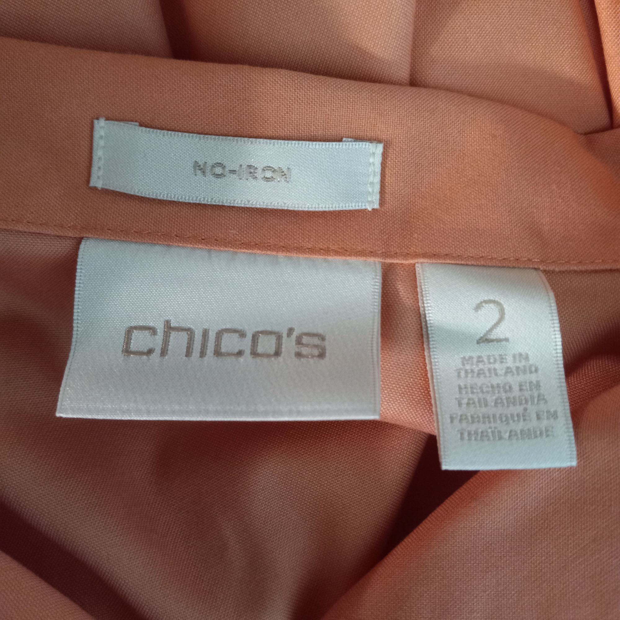 Chicos Chicos Size 2 Large Blouse Womens Orange No Iron Cotton Size L / US 10 / IT 46 - 7 Thumbnail