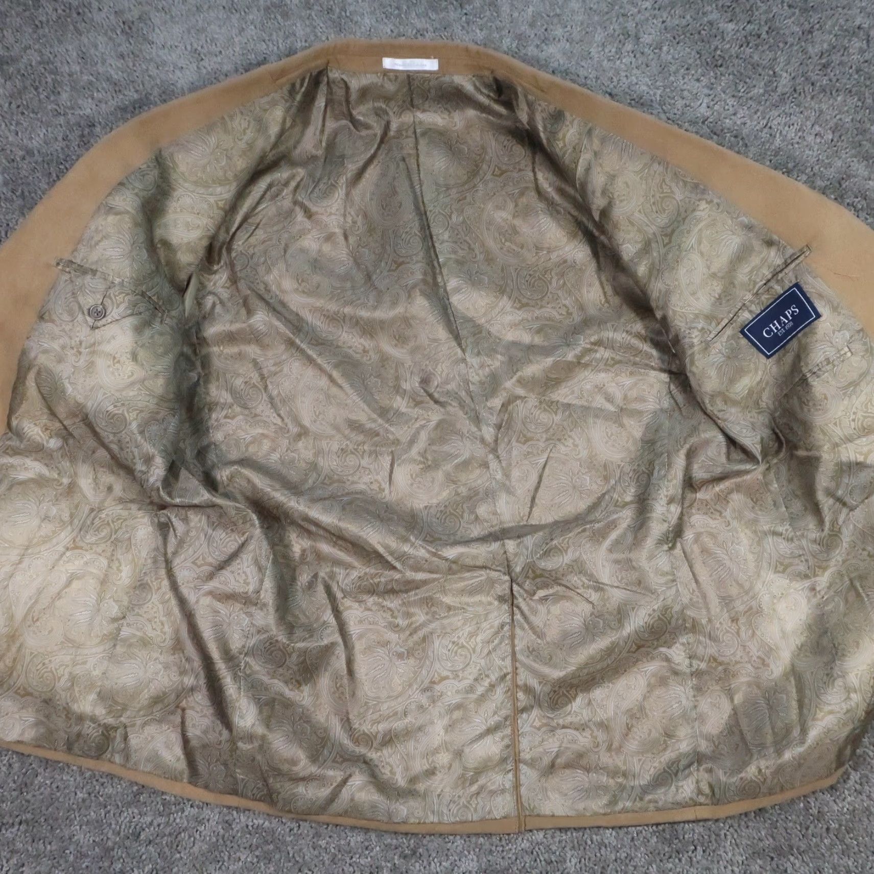 Chaps VINTAGE Chaps Blazer Jacket Single-Breasted Two-Button Notch Lapel Brown 42R Mens Wool Suede, Big & Tall, Solid Pattern, Formal Coat, 1 Piece, EUC Size 42R - 5 Thumbnail
