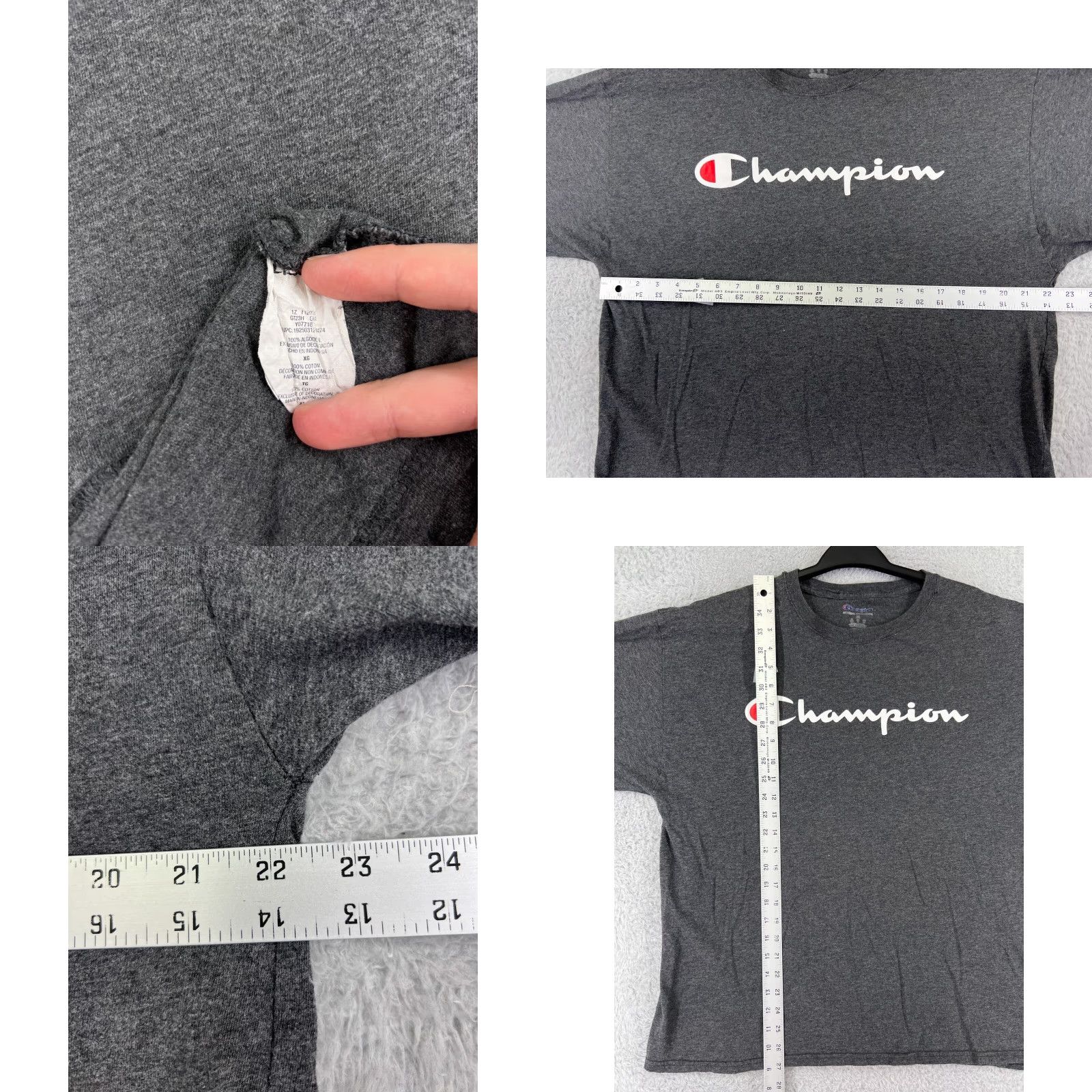 Champion Champion Shirt Men XL Gray Logo Short Sleeve Crew Neck Cotton Size US XL / EU 56 / 4 - 8 Thumbnail