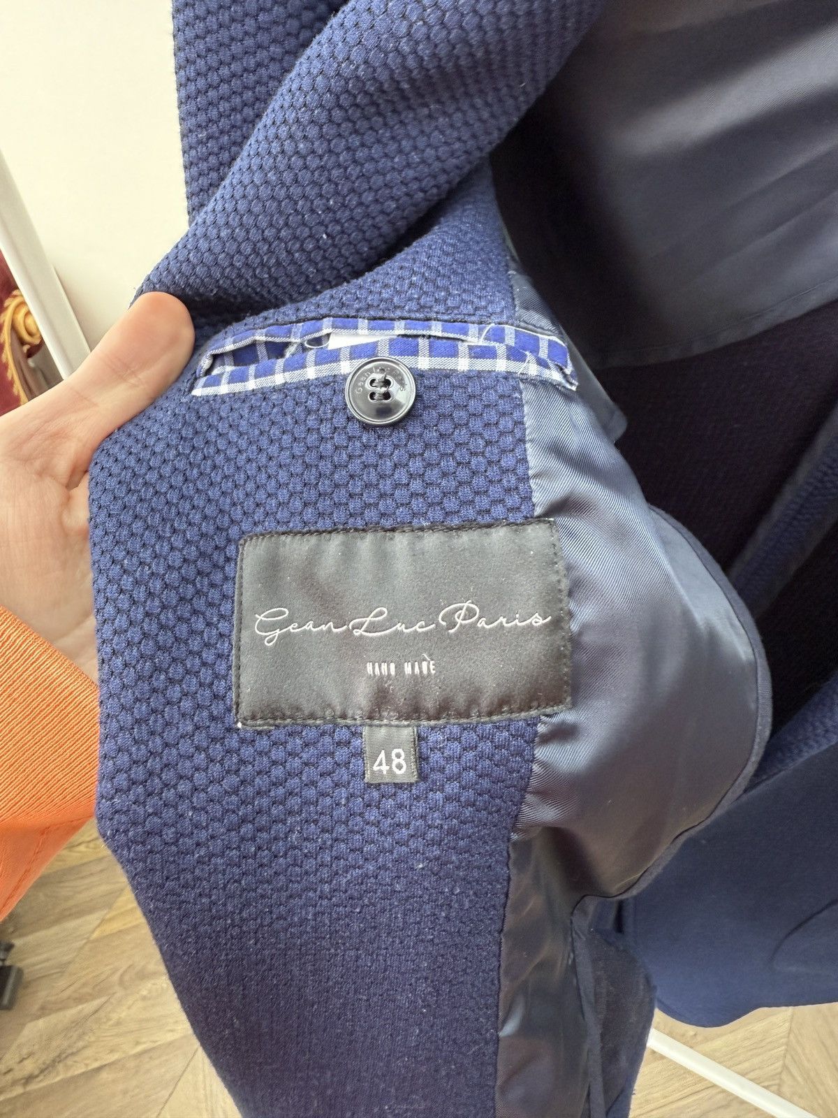Other Vintage Jean Luc Paris Blue Textured Blazer Size 48R - 7 Thumbnail