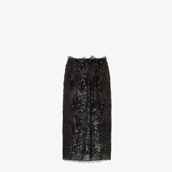 Fendi o1s1wg111224 Midi Skirt in Black Size 32" / US 10 / IT 46 - 1 Thumbnail