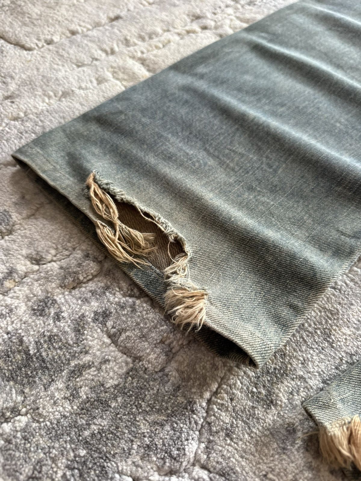 Japanese Brand Vintage Wrangler Mud Wash Distressed Baggy Selvedge Jeans Size US 29 - 22 Thumbnail