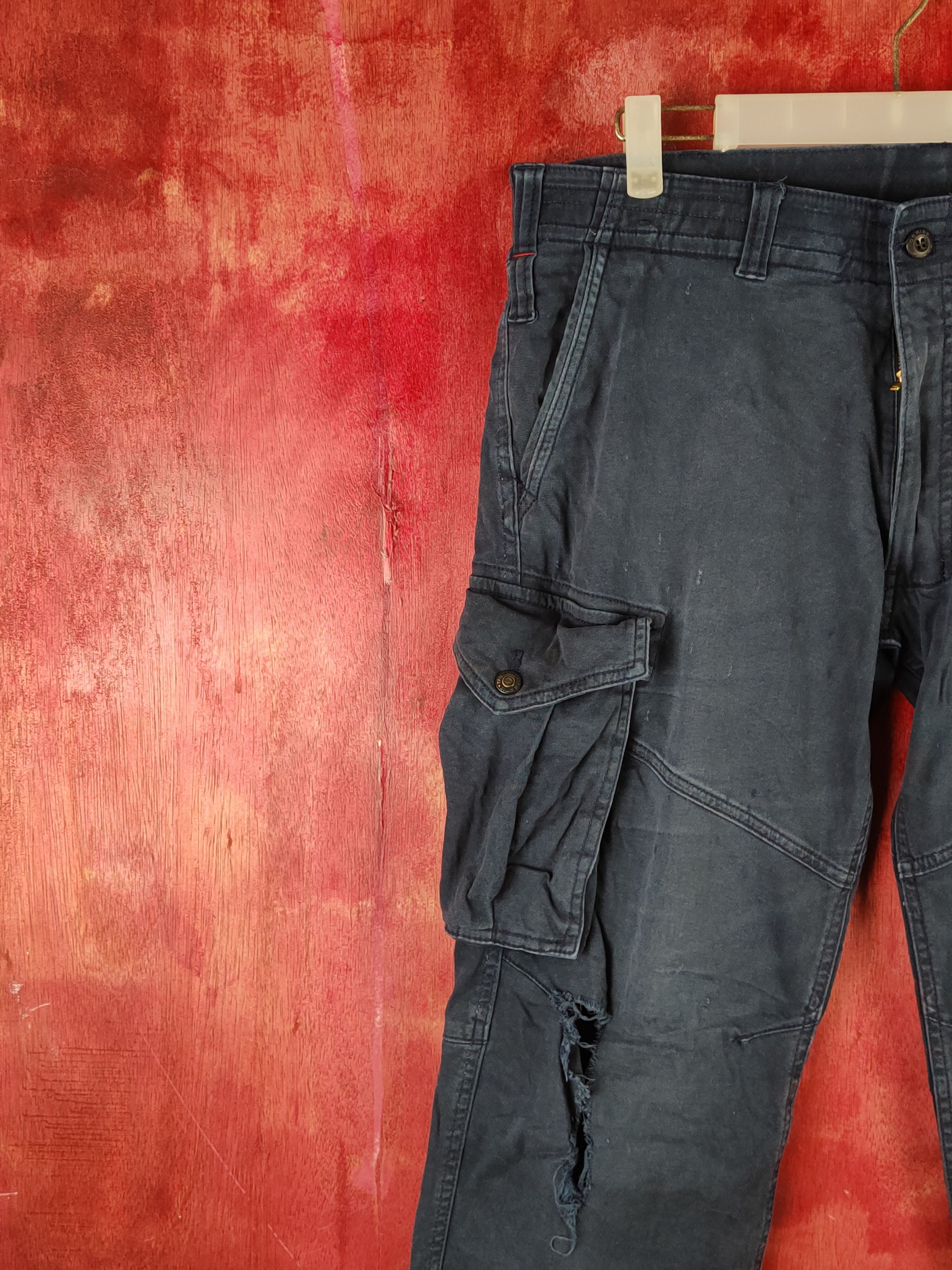 Japanese Brand Geride Dark Blue Multipocket Tactical Cargo Pants #S2152 Size US 34 / EU 50 - 3 Thumbnail