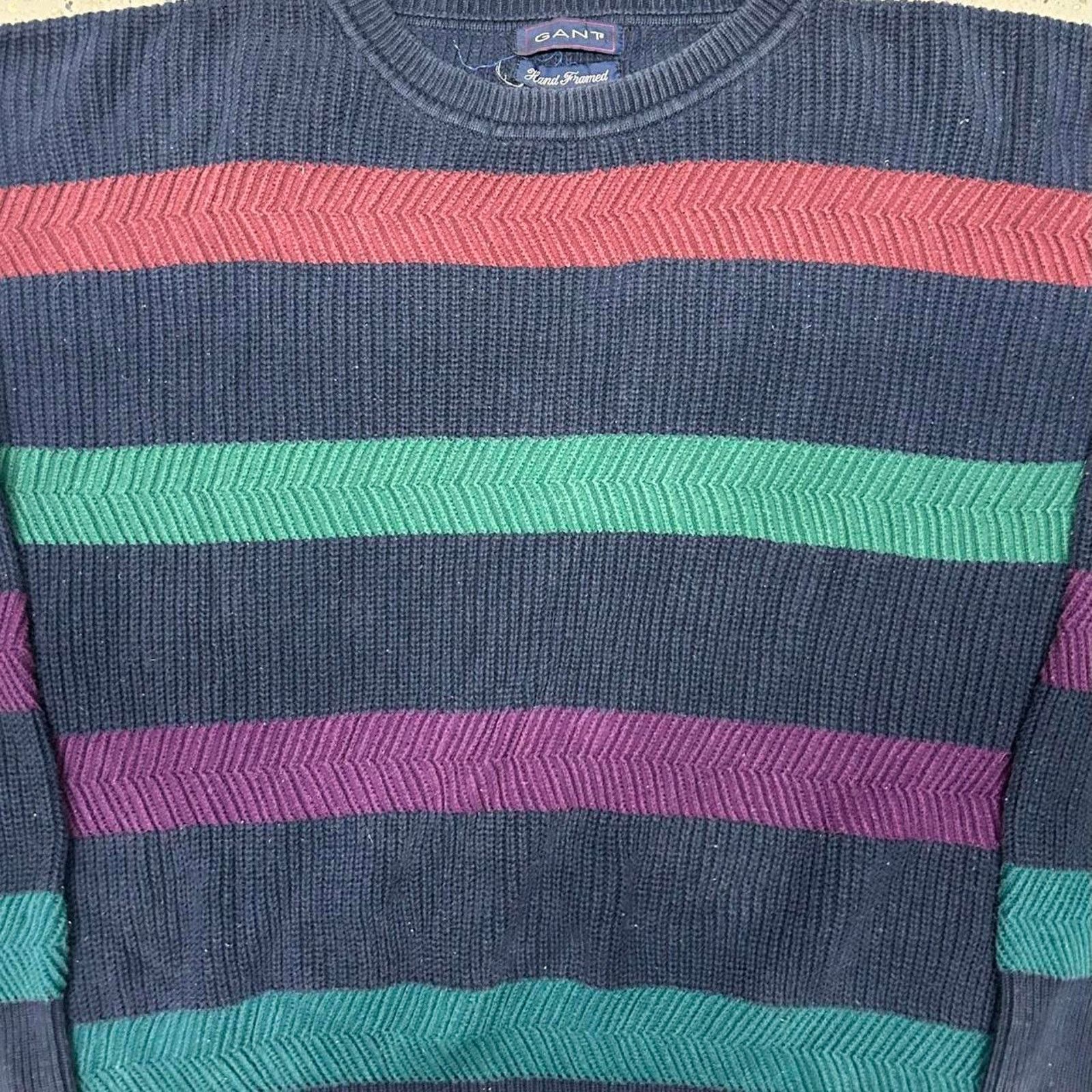 Gant Gant vintage striped sweater in navy and multi-coloured hues Size US L / EU 52-54 / 3 - 2 Thumbnail