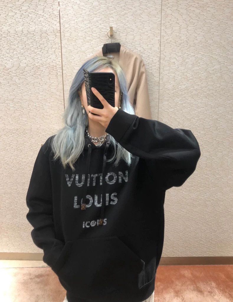 Louis Vuitton LV Black Logo Hooded Sweatshirt - dmc Size US S / EU 44-46 / 1 - 1 Thumbnail