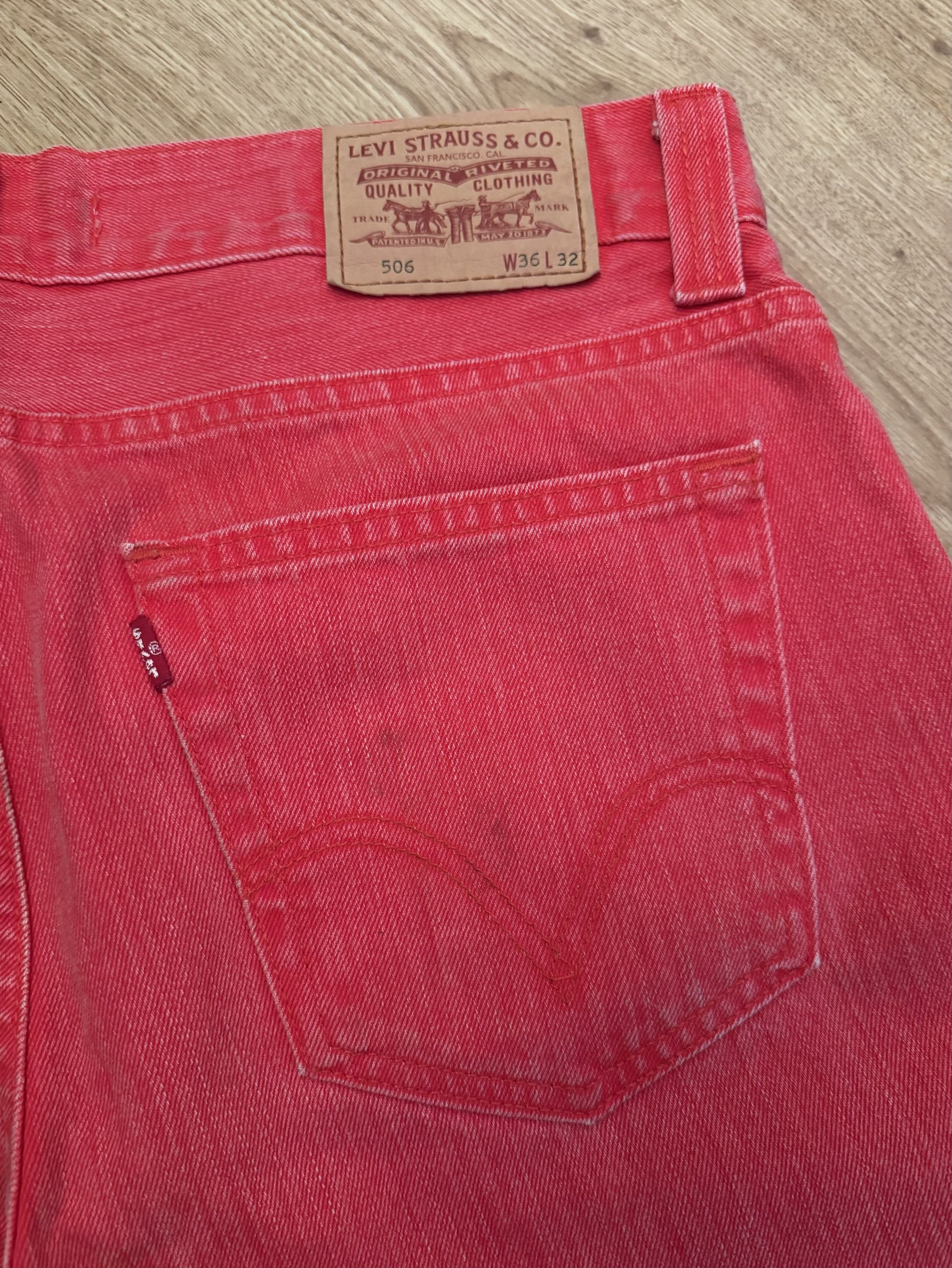 Levi's Vintage 506 Levis Standart Red Denim Jeans Size US 36 / EU 52 - 5 Thumbnail