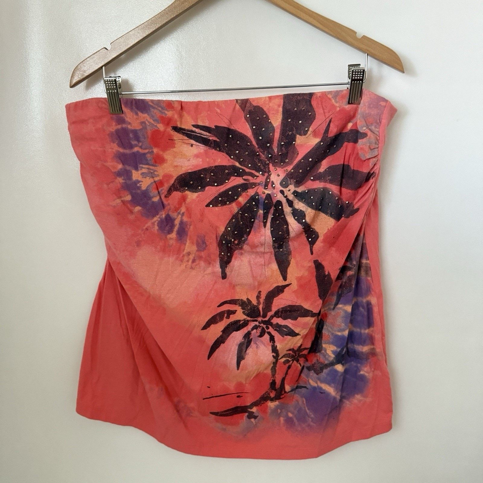 Other Y2K Tube Top Palm Trees Coral Coconut Girl Tropical Top Size XXL / US 16-18 / IT 52-54 - 1 Thumbnail