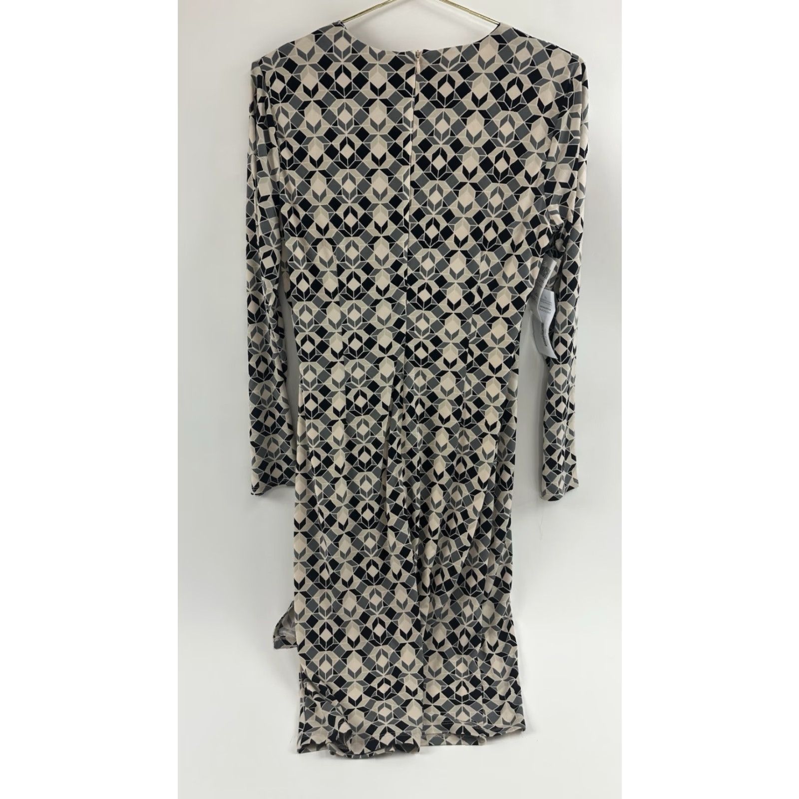 Vintage Interstyle Dress Womens Medium Black Geometric Print V-Neck Shift Dress Size M / US 6-8 / IT 42-44 - 2 Thumbnail