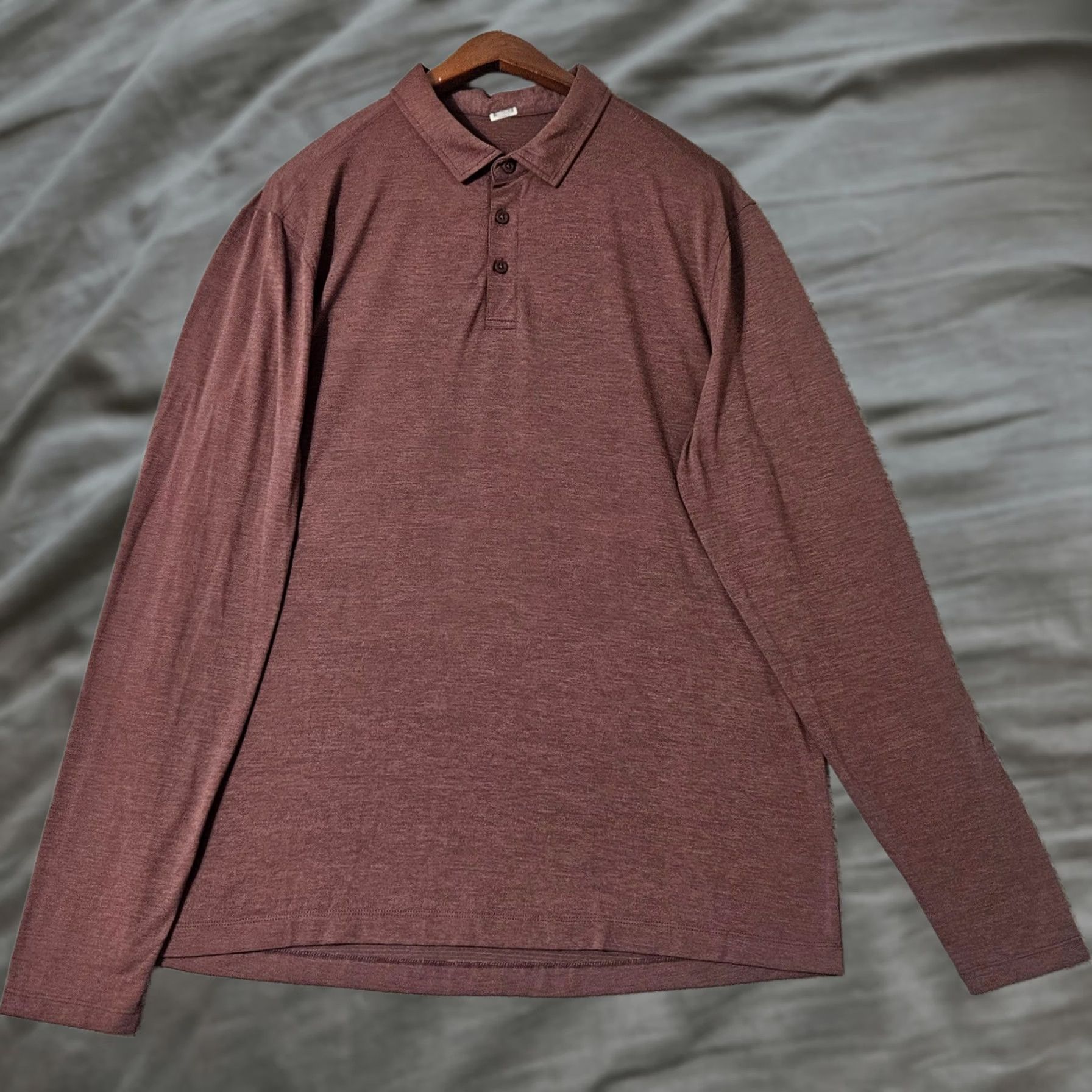Lululemon Lululemon Mens Polo Shirt XL Maroon Red Performance Athletic Long Sleeve Size US XL / EU 56 / 4 - 1 Thumbnail