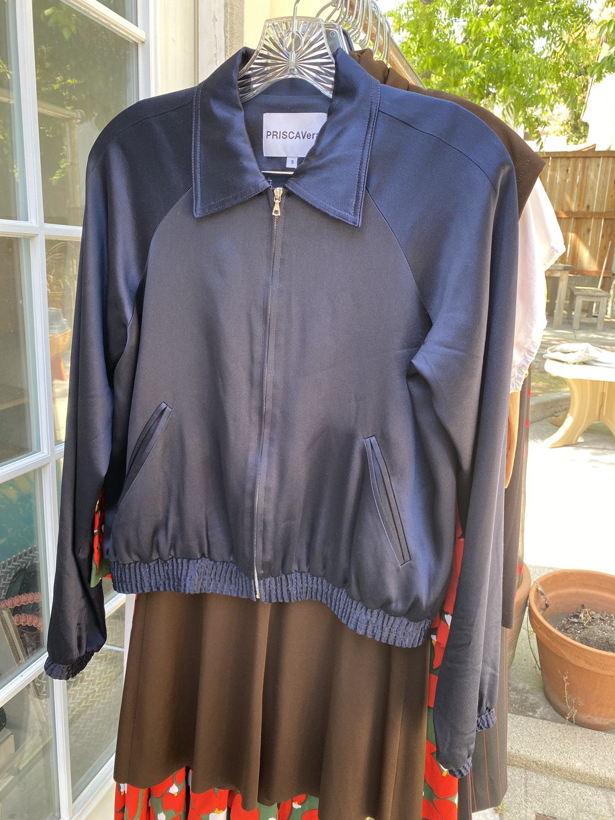 image of Priscavera Silk Jacket in Navy, Women's (Size Small)