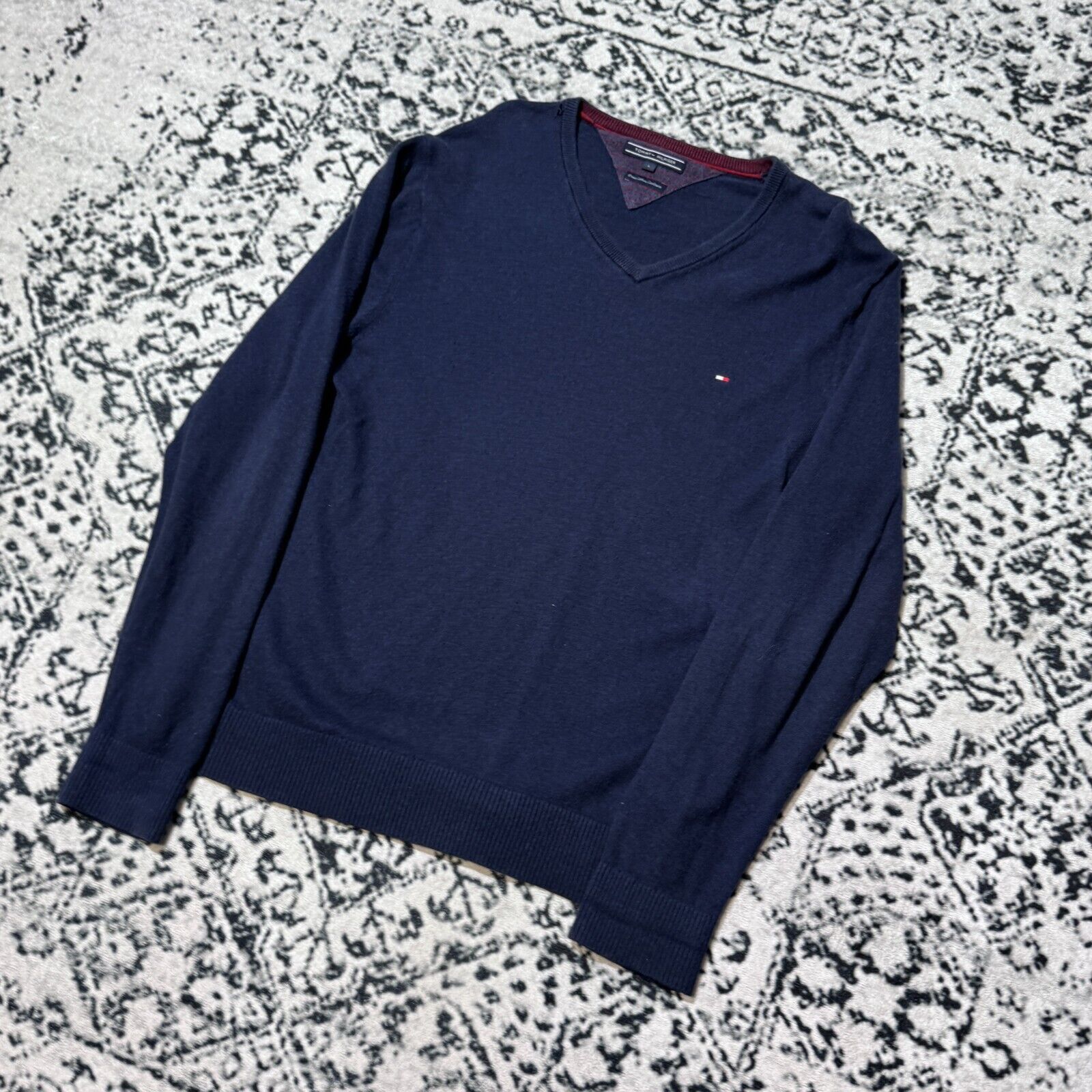 Tommy Hilfiger × Vintage Vintage Tommy Hilfiger Navy Blue Cotton Crewneck Size L Size US L / EU 52-54 / 3 - 2 Thumbnail