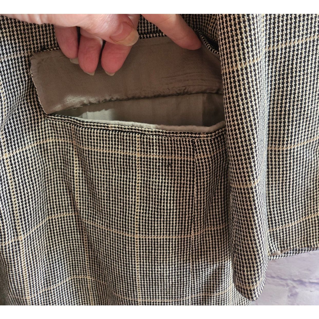 Austin Reed Austin Reed Dillard's Black Tan Plaid Men's Blazer 46 Lined Size US XL / EU 56 / 4 - 3 Thumbnail