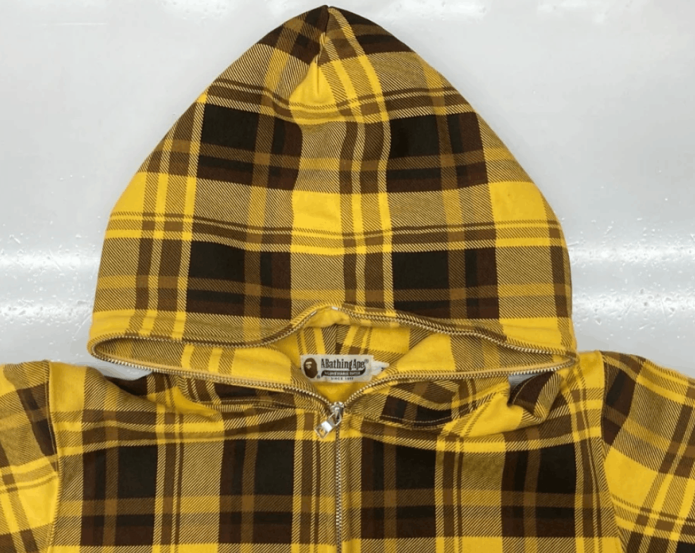 Bape Y2K Bape Yellow Black Plaid Zip Hoodie M Size US M / EU 48-50 / 2 - 3 Thumbnail