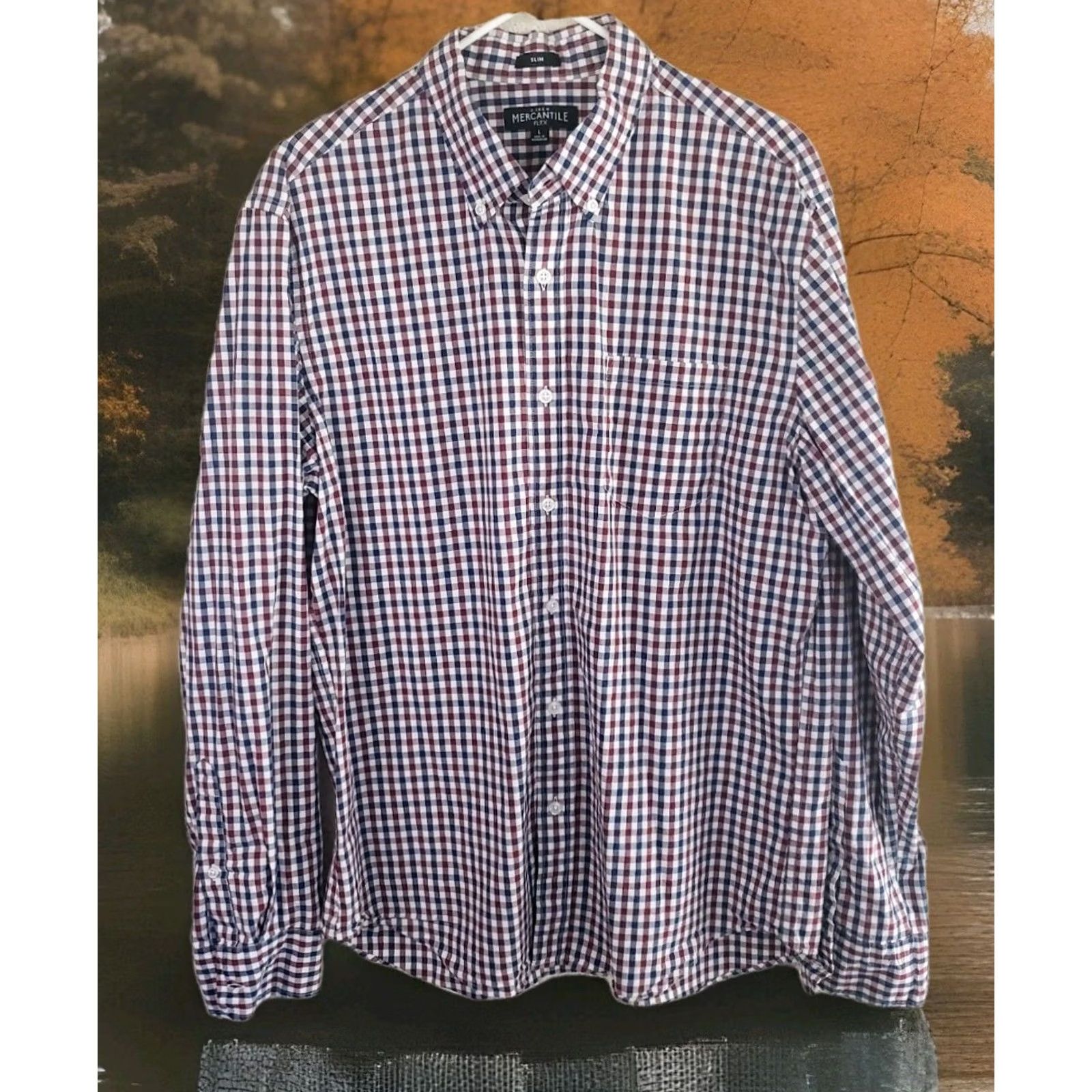 J.Crew J.CREW Mercantile Flex Slim Fit Shirt L Red White Blue Check Long Sleeve Button-Up Mens Size US L / EU 52-54 / 3 - 2 Thumbnail