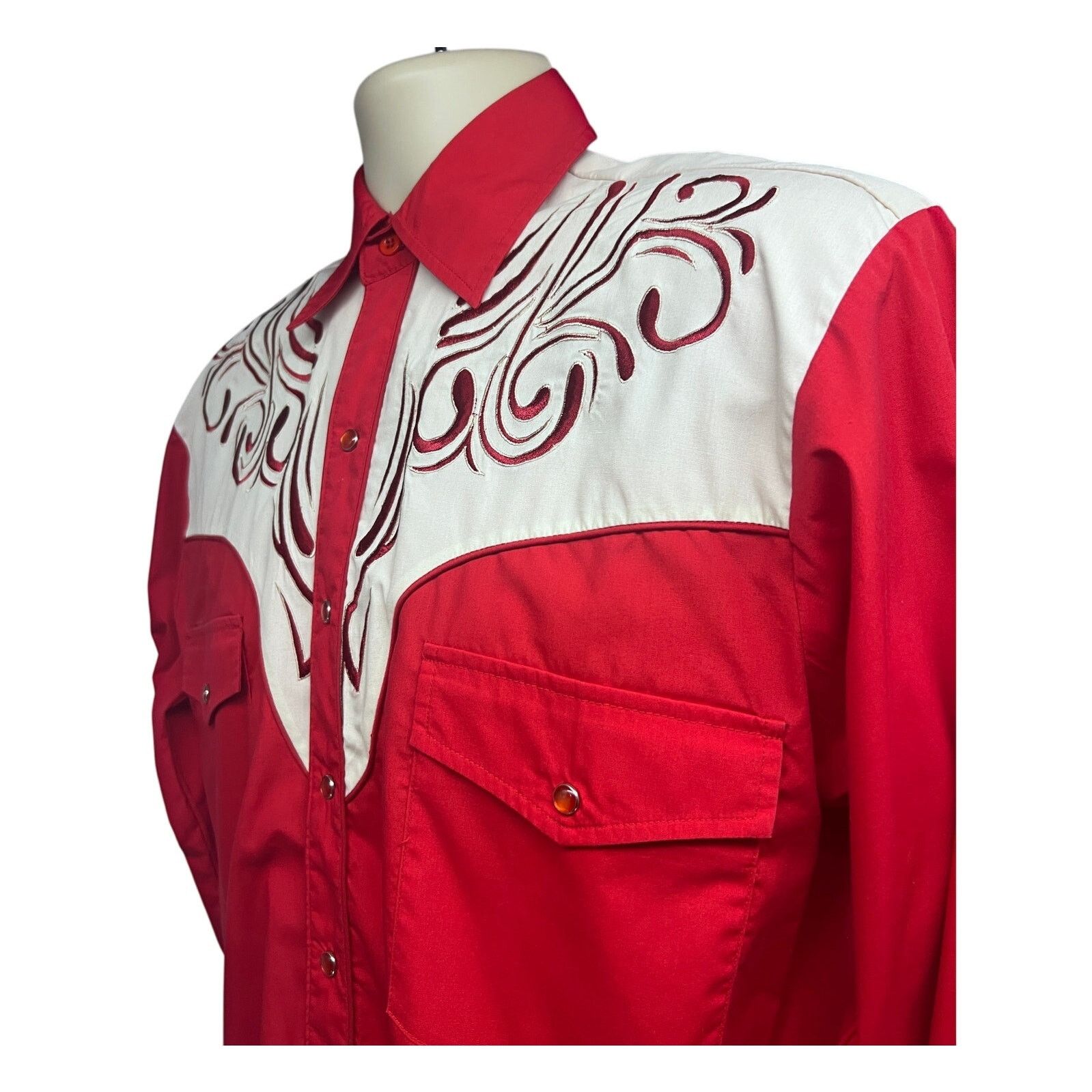 Dragonfly Dragonfly Rockabilly Cowboy Western Red Pearl Snap Shirt M Size US M / EU 48-50 / 2 - 5 Thumbnail