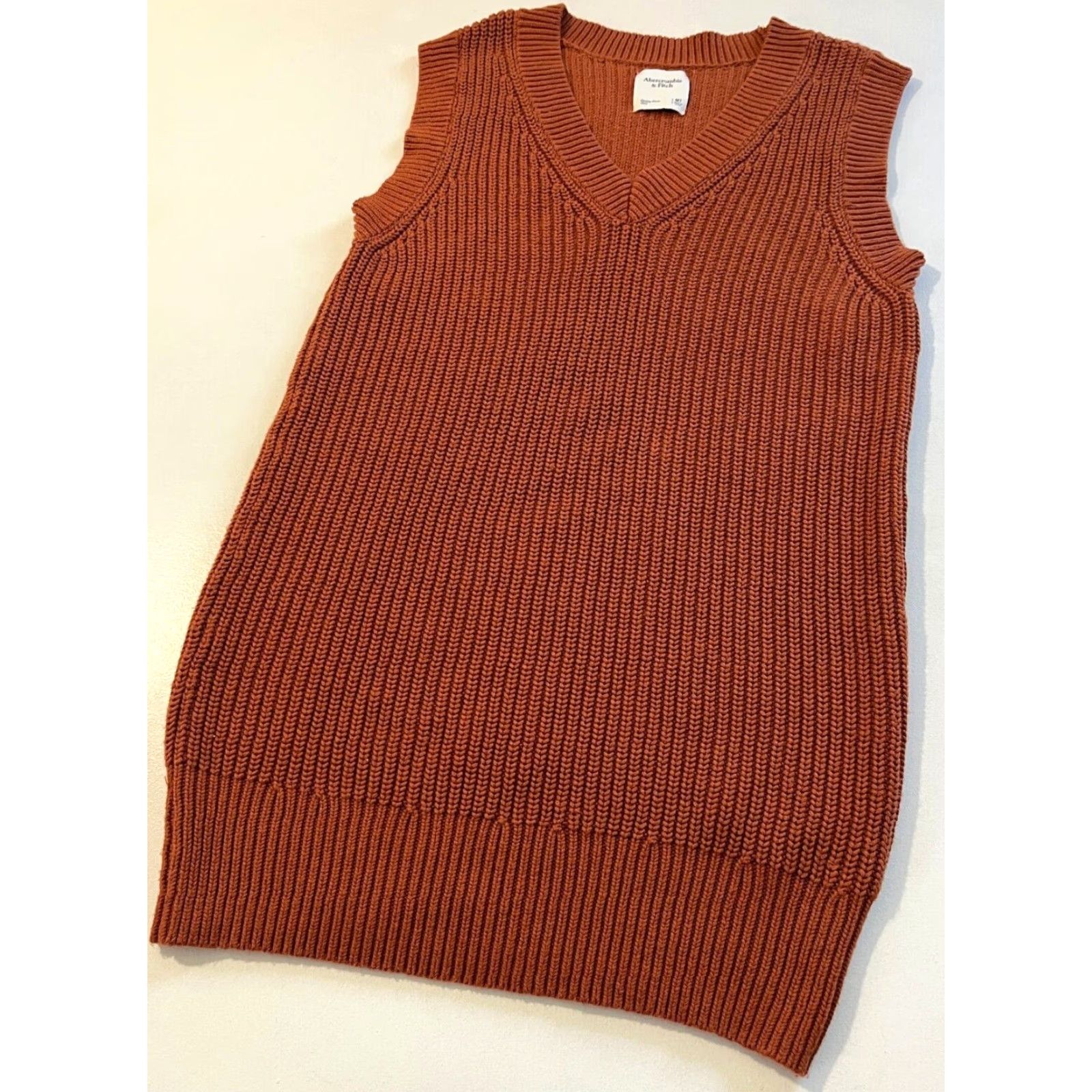 Abercrombie & Fitch VINTAGE Abercrombie & Fitch Knit Sweater Dress V-Neck Sleeveless Sz MT Women’s Dress Rust Cotton Blend Tall M Size M / US 6-8 / IT 42-44 - 7 Thumbnail