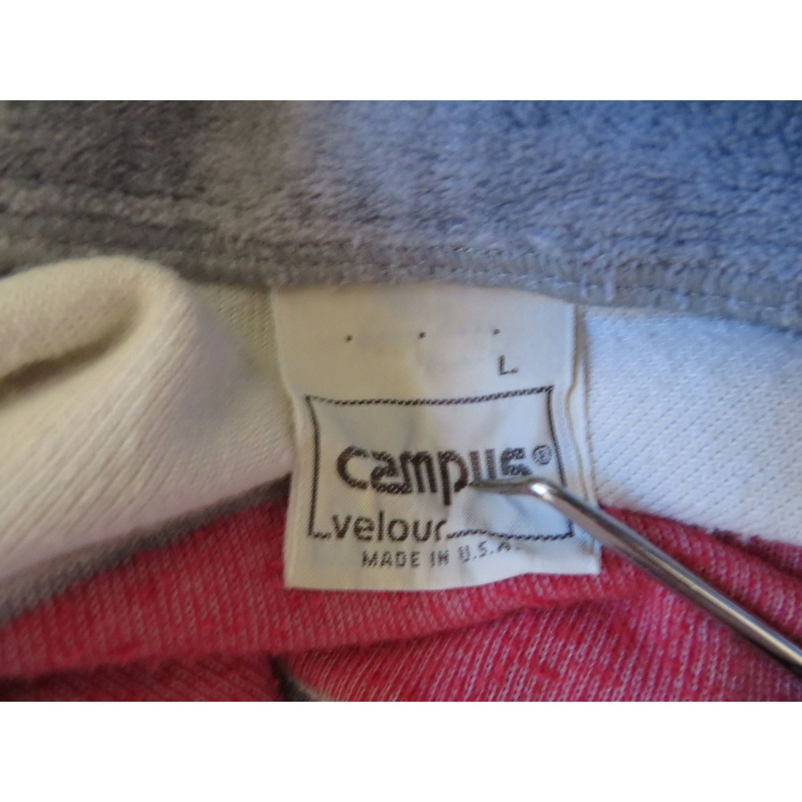 Other Campus Velour Striped Pocket Shirt Sz M-L Red White Gray Size US M / EU 48-50 / 2 - 3 Thumbnail