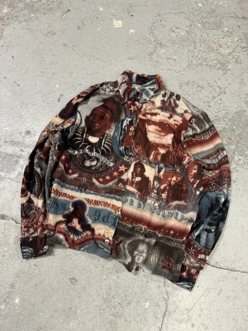 Jean Paul Gaultier × Vintage 1990s Jean Paul Gaultier Native American Indian Contemporary Shirt Size XS / US 0-2 / IT 36-38 - 5 Thumbnail
