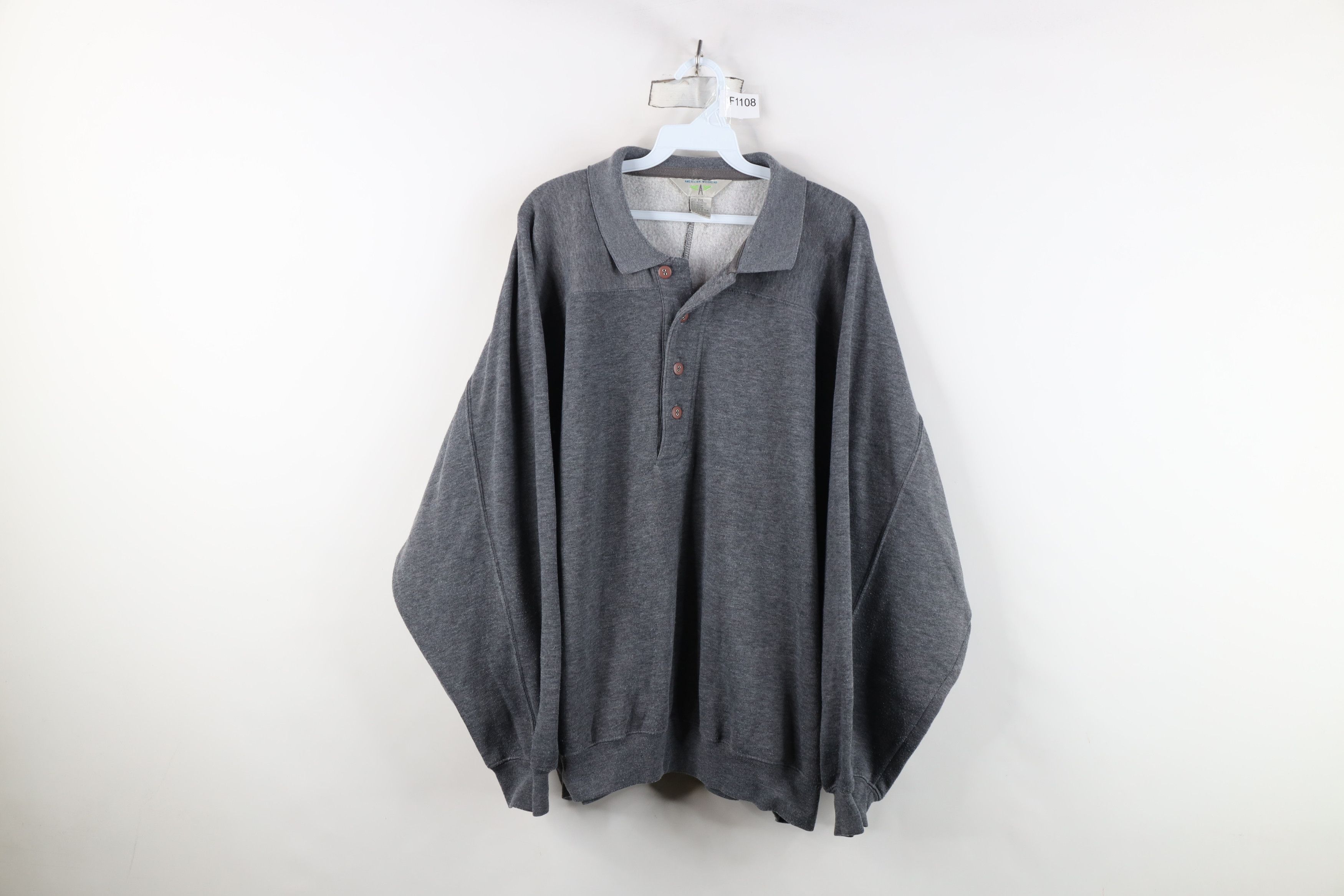 Vintage Vintage 90s Streetwear Collared Pullover Sweatshirt Gray Size US XXL / EU 58 / 5 - 1 Thumbnail