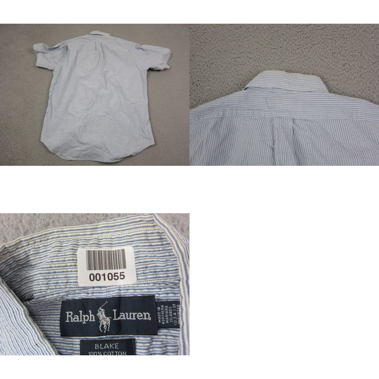 Ralph Lauren Ralph Lauren Shirt Adult M Blue Striped Cotton Polo Button-Up, Short Sleeve, Logo, Classic Fit, Vintage Mens Rugby Size US M / EU 48-50 / 2 - 9 Thumbnail
