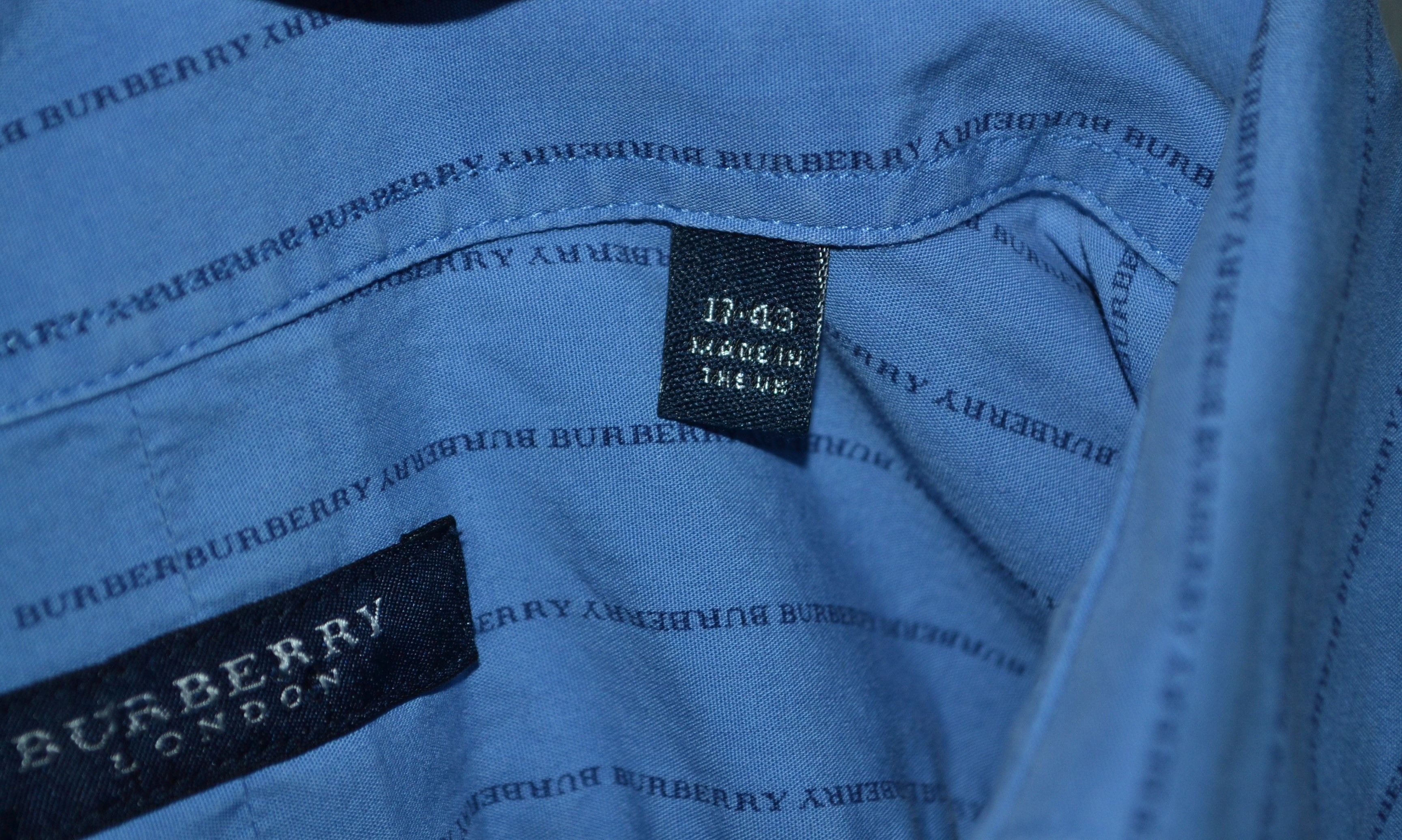 Burberry Burberry Vintage UK Spellout Monogram Blue Shirt 17 43 L-XL Size US L / EU 52-54 / 3 - 7 Thumbnail