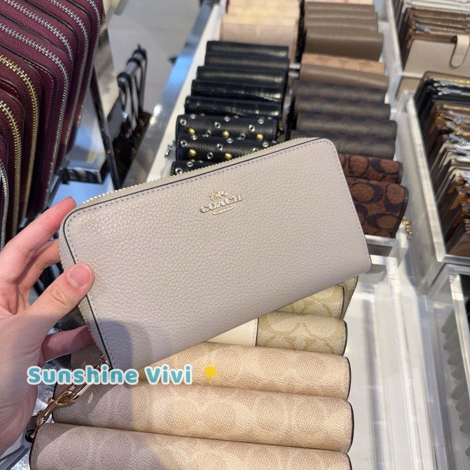 Coach NWT Coach Long Zip Around Wallet Leather C4451 IM/GREY BIRCH Size ONE SIZE - 1 Thumbnail