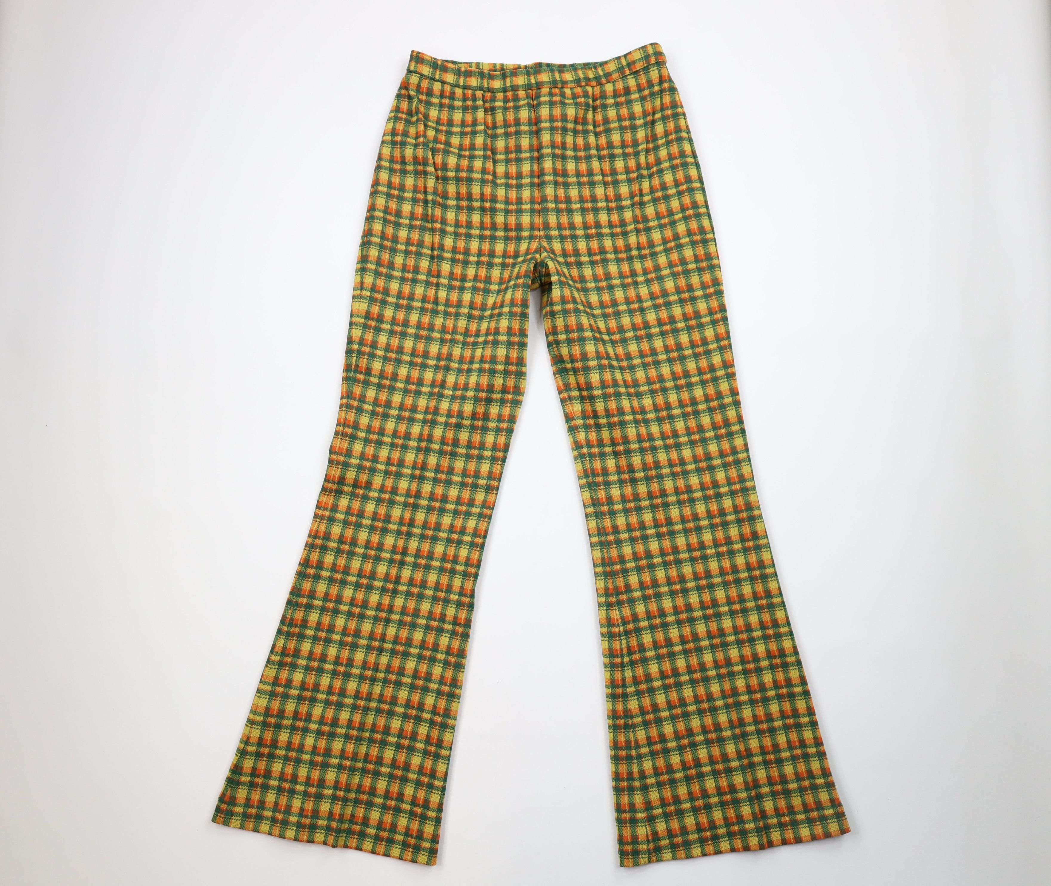 Image of Vintage 60S 70's Streetwear Leg Bell Bottoms Pants Plaid Usa, Women's (Size 36)