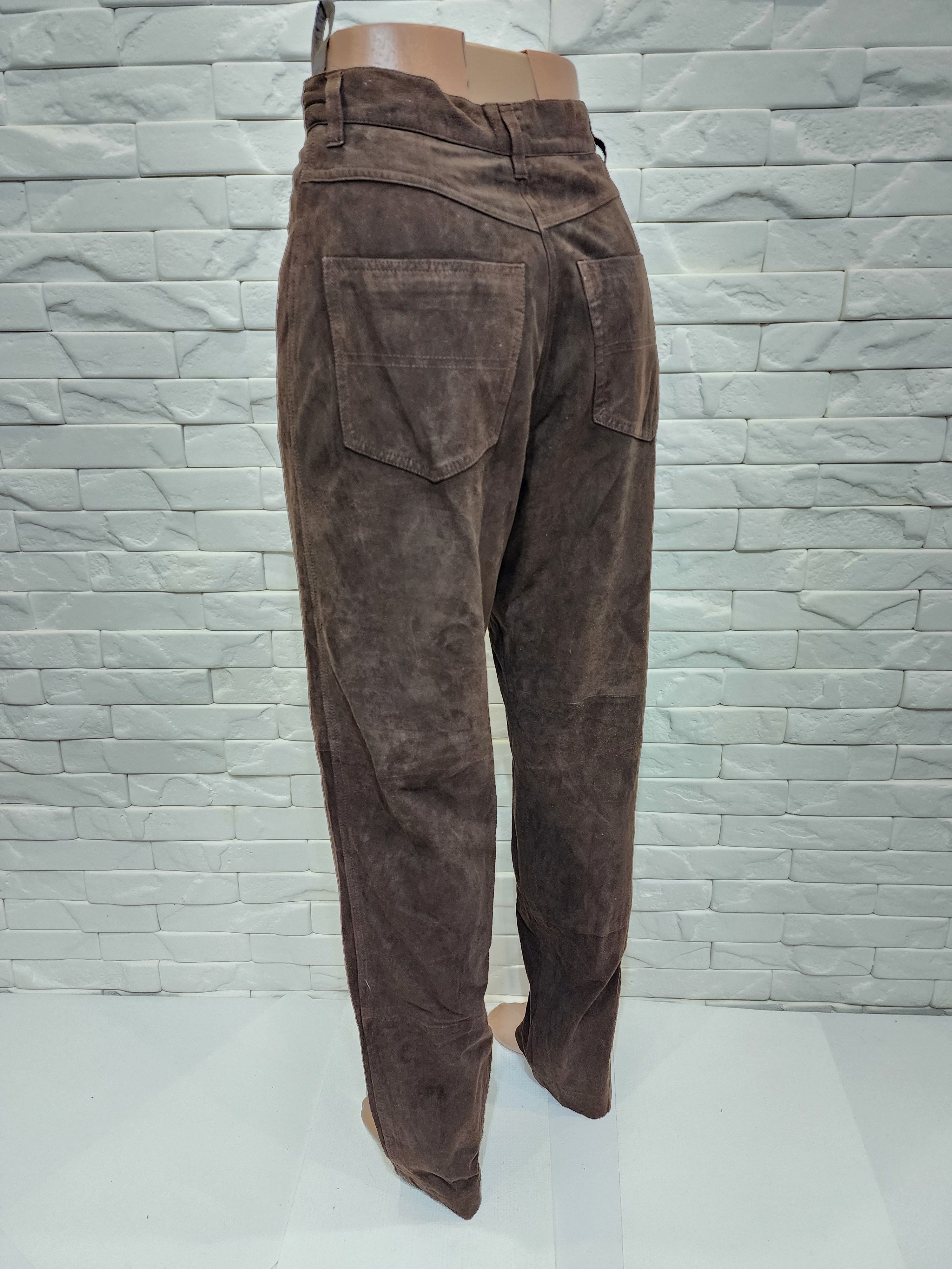 Genuine Leather Men's brown nubuck leather pants. Great men's pants. Size US 32 / EU 48 - 6 Thumbnail
