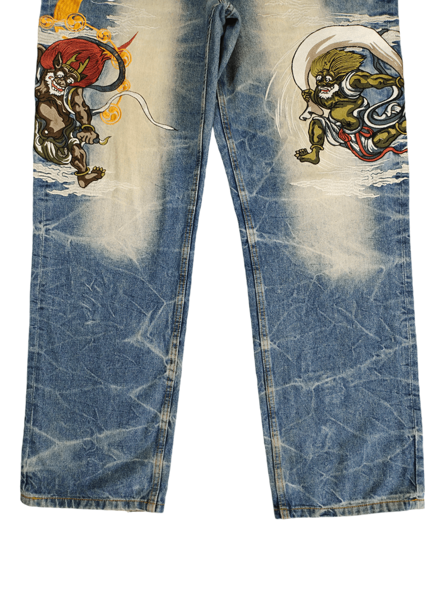 Karakuri Tamashii Fugutaiten Raijin And Fujin Embroidered Jeans Karakuri Y2k Size US 40 / EU 56 - 5 Thumbnail