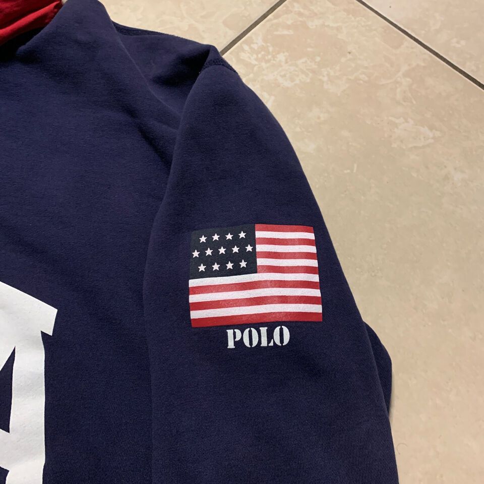 Polo Ralph Lauren Vintage POLO Ralph Lauren USA Flag 1/4 Zip Hoodie M Size US M / EU 48-50 / 2 - 9 Thumbnail