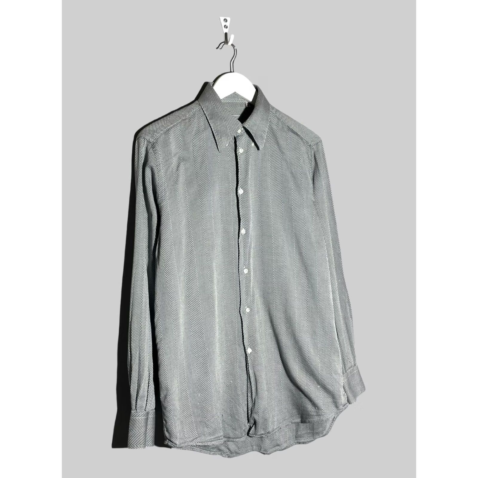 Versace VINTAGE Versace Shirt Men’s Herringbone Black White Classic Collared Long Sleeve 39/15.5 Cotton Button in White Size US XXS / EU 40 - 3 Thumbnail