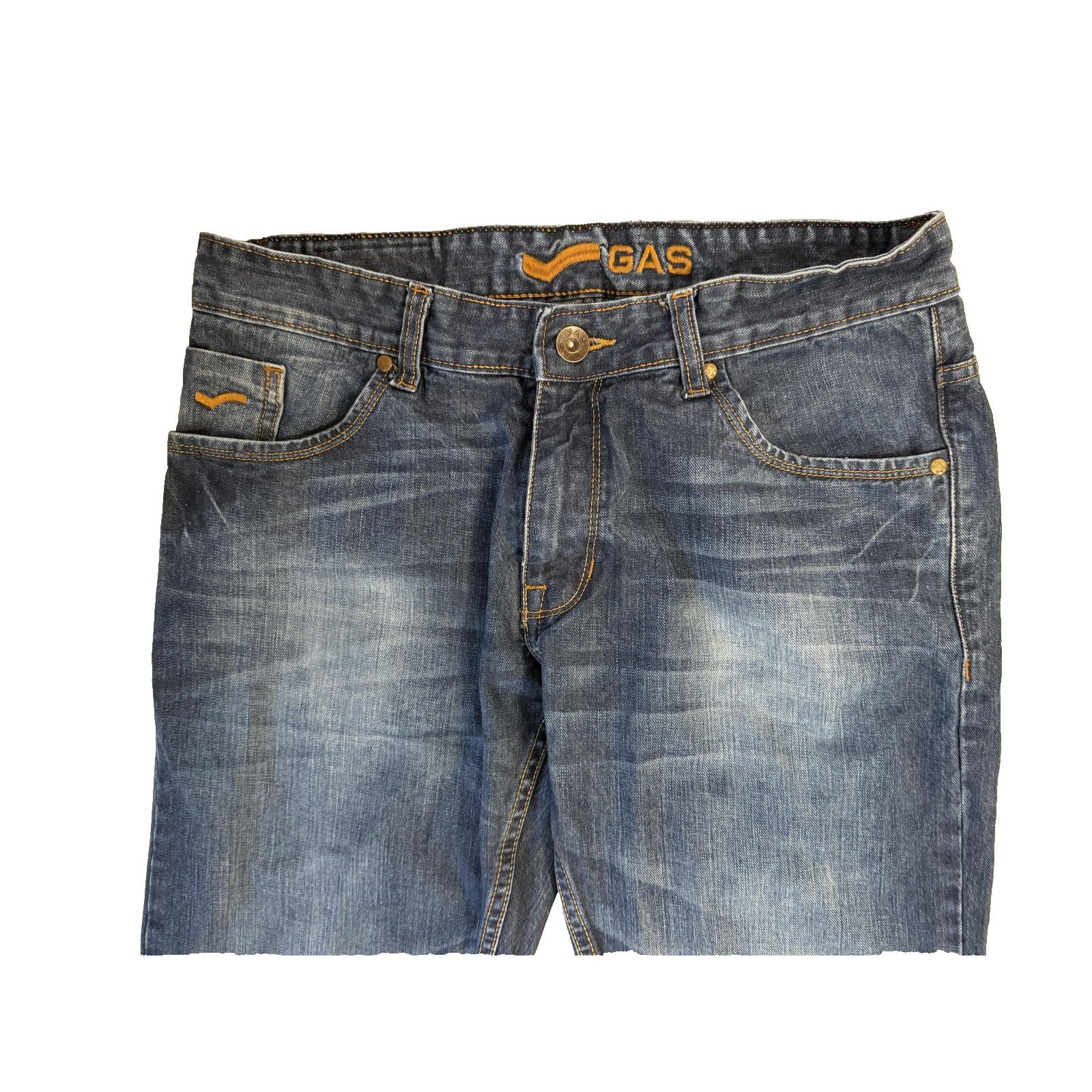 GAS Gas Jeans Mens 36x34 Denim Straight Distressed Pocket Hit Size US 36 / EU 52 - 2 Thumbnail