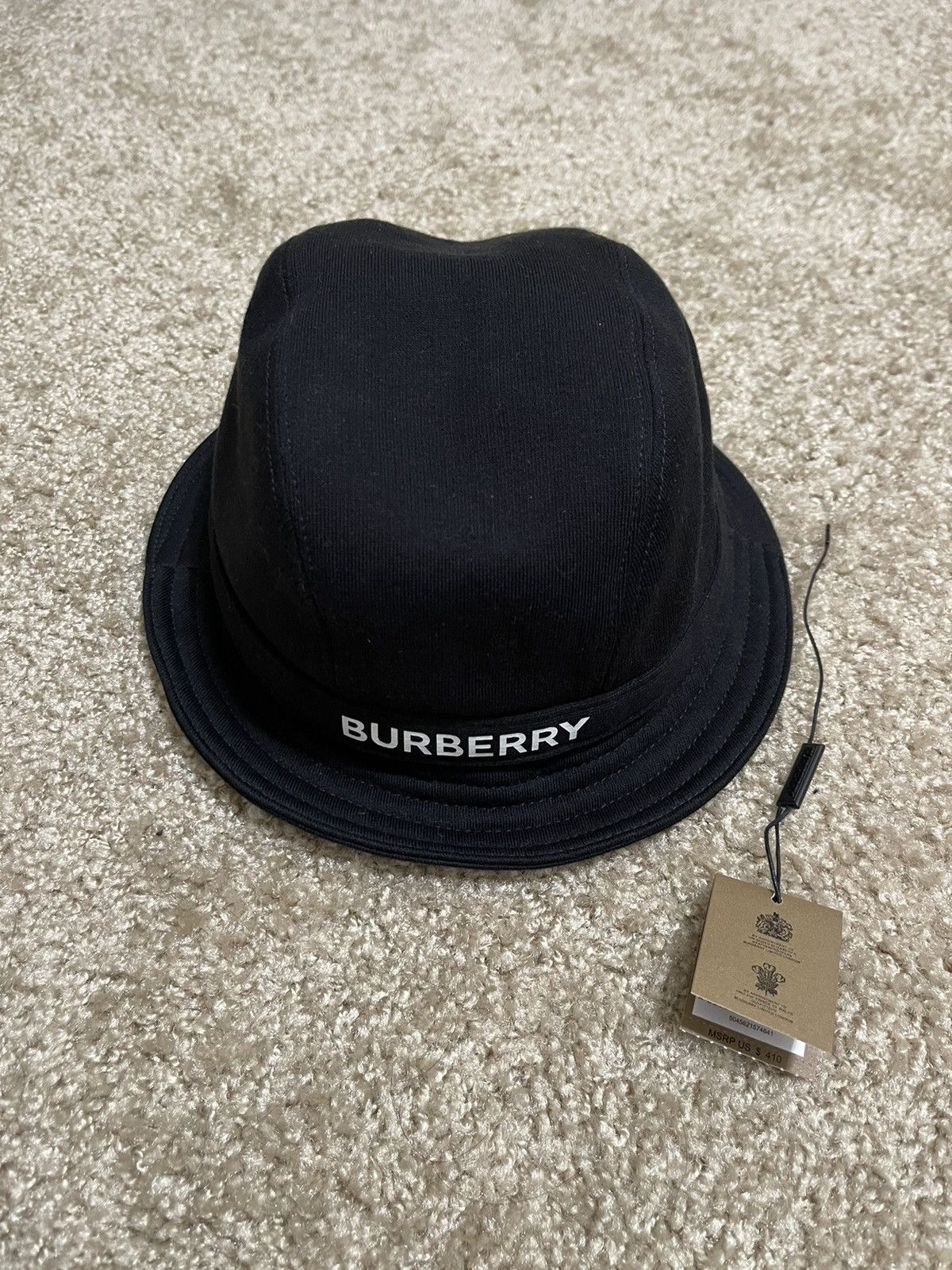 image of Size XL Burberry Jersey Sj Bucket Hat in Black, Men's
