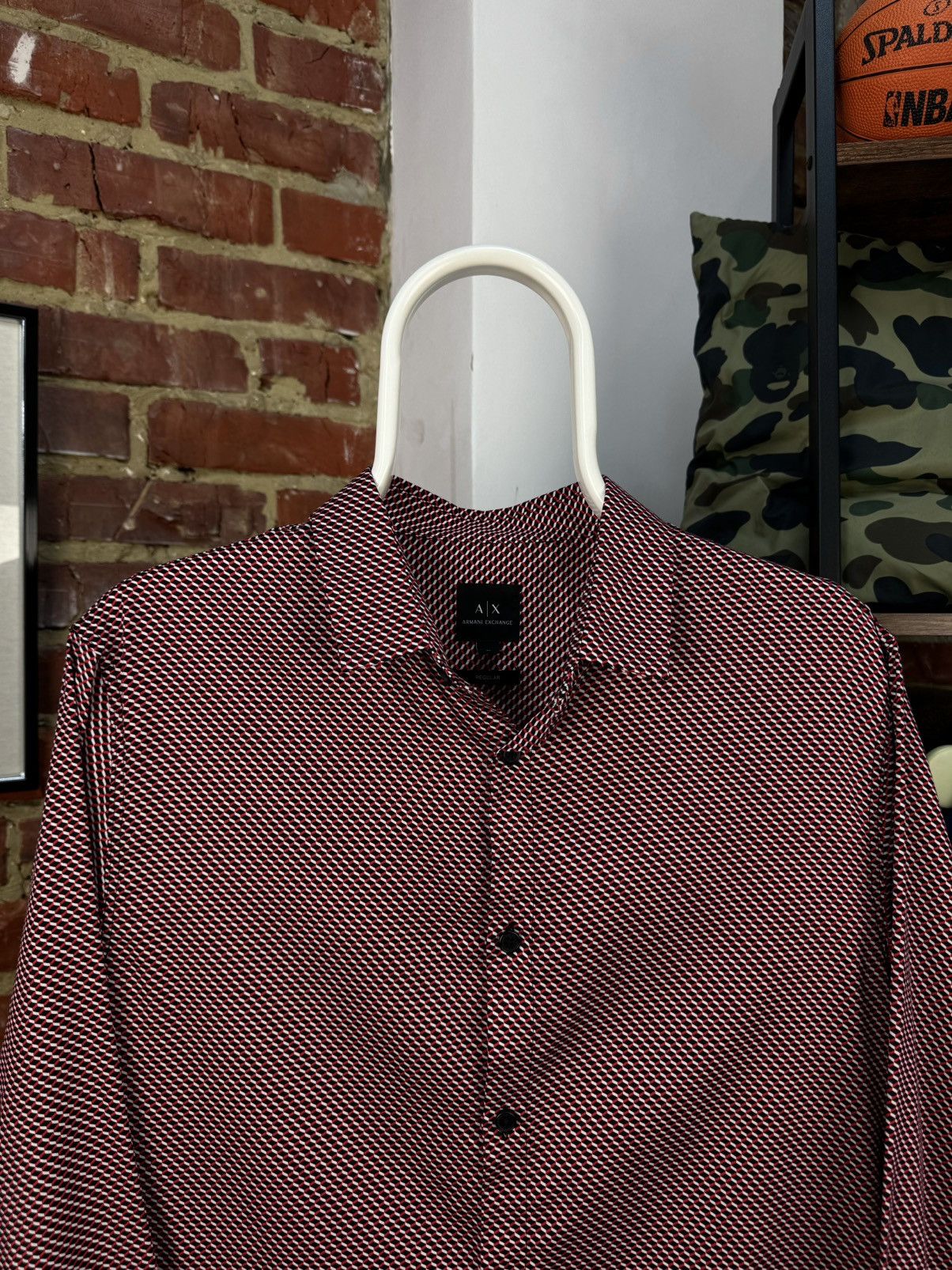 Armani Exchange × Designer ARMANI Exchange Printed Geometric Red Casual Shirt Size US M / EU 48-50 / 2 - 7 Thumbnail