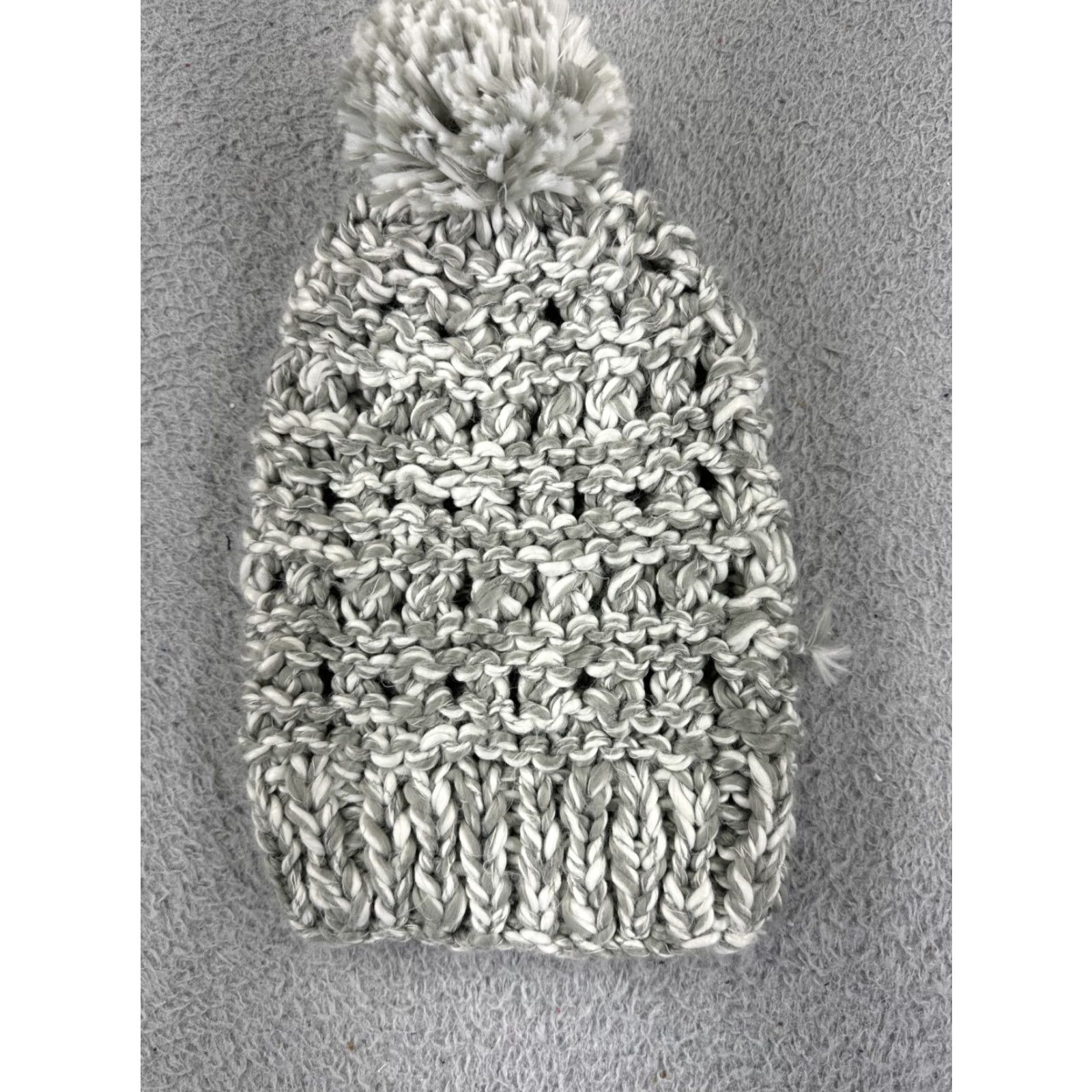 American Eagle Outfitters VINTAGE American Eagle Beanie Toque Adult One Size Gray White Knit POM Acrylic Nylon Size ONE SIZE - 2 Thumbnail