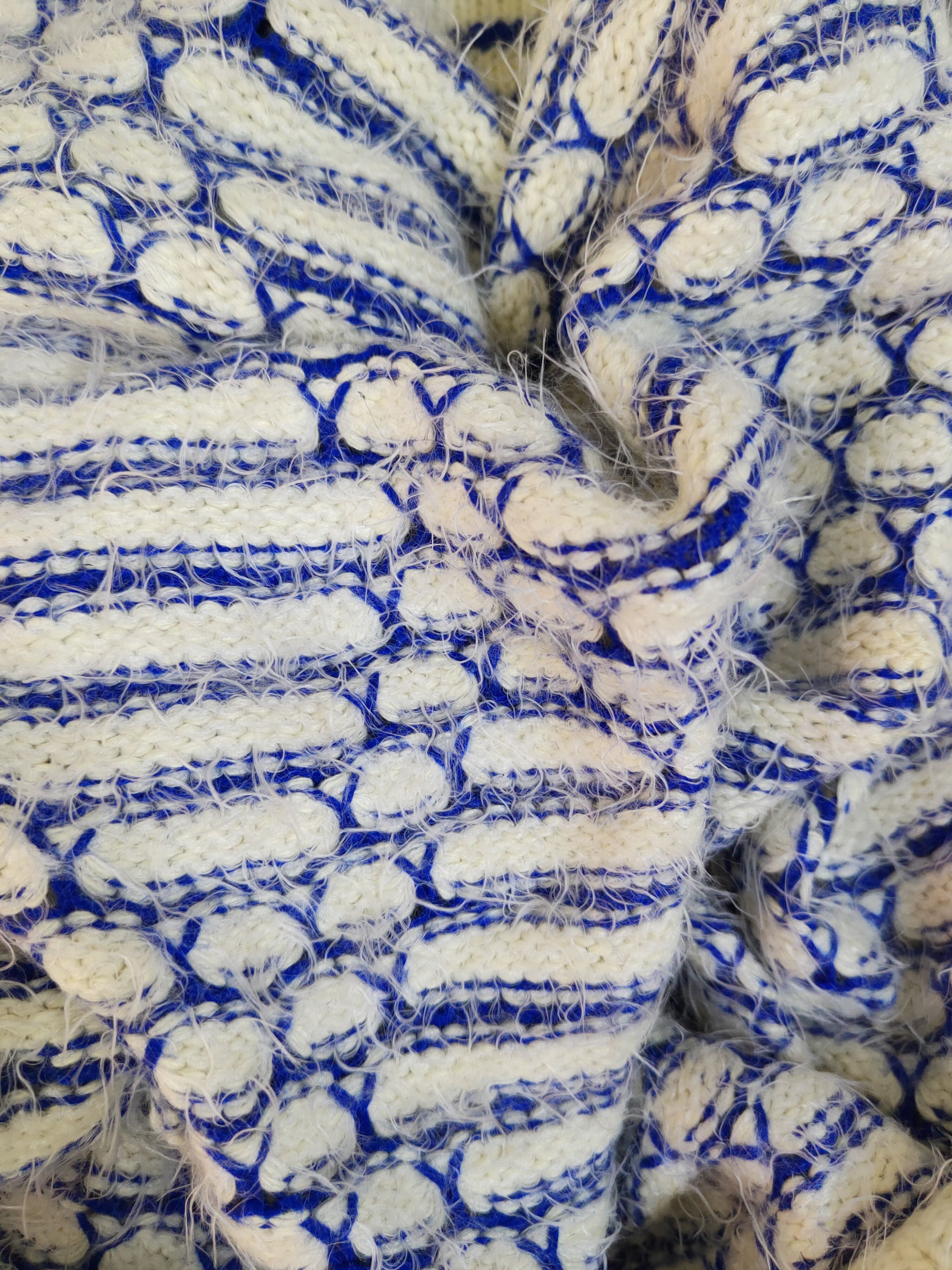 Homespun Knitwear Meirire Blue White Shag Shaggy Fur Mohair Knitwear #2001 Size S / US 4 / IT 40 - 10 Thumbnail