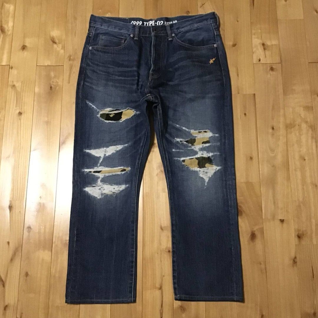 Bape BAPE CAMO Damage denim pants a bathing ape ★size L Size US 34 / EU 50 - 1 Thumbnail