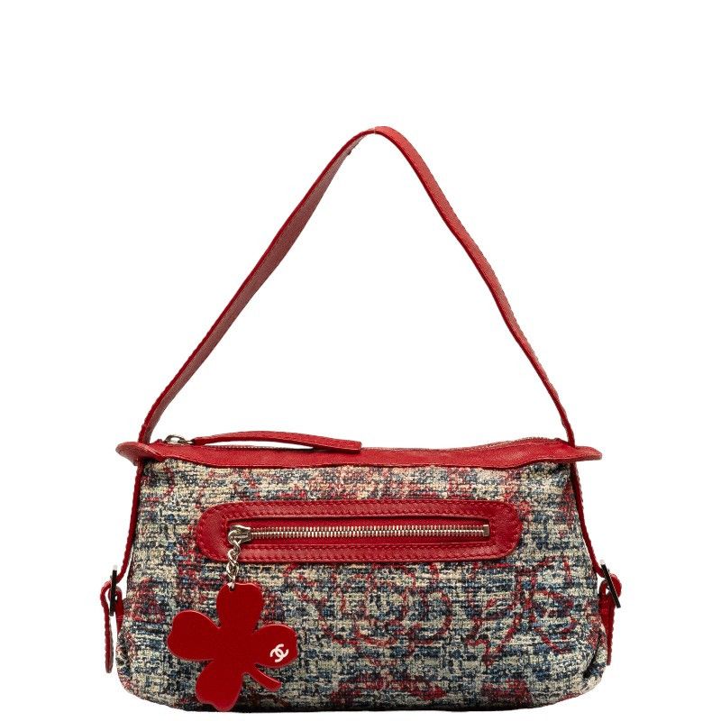 image of Chanel Clover Tweed Shoulder Bag in Red, Women's