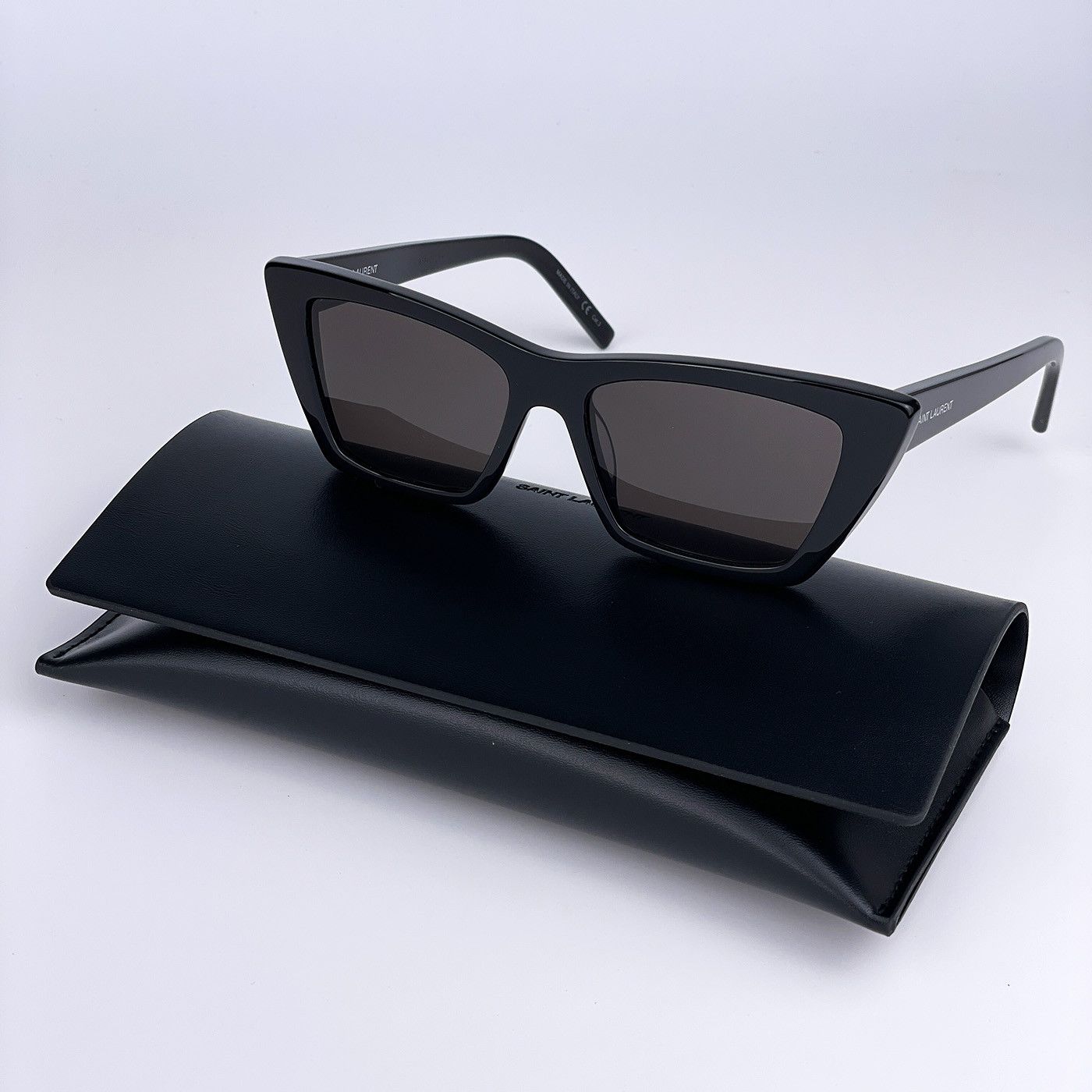 NEW Saint Laurent SL276 001 BLACK GREY MICA Women Sunglasses Saint Laurent Women Sunglasses Black Grey Cat Eye SL276 MICA  main image 2