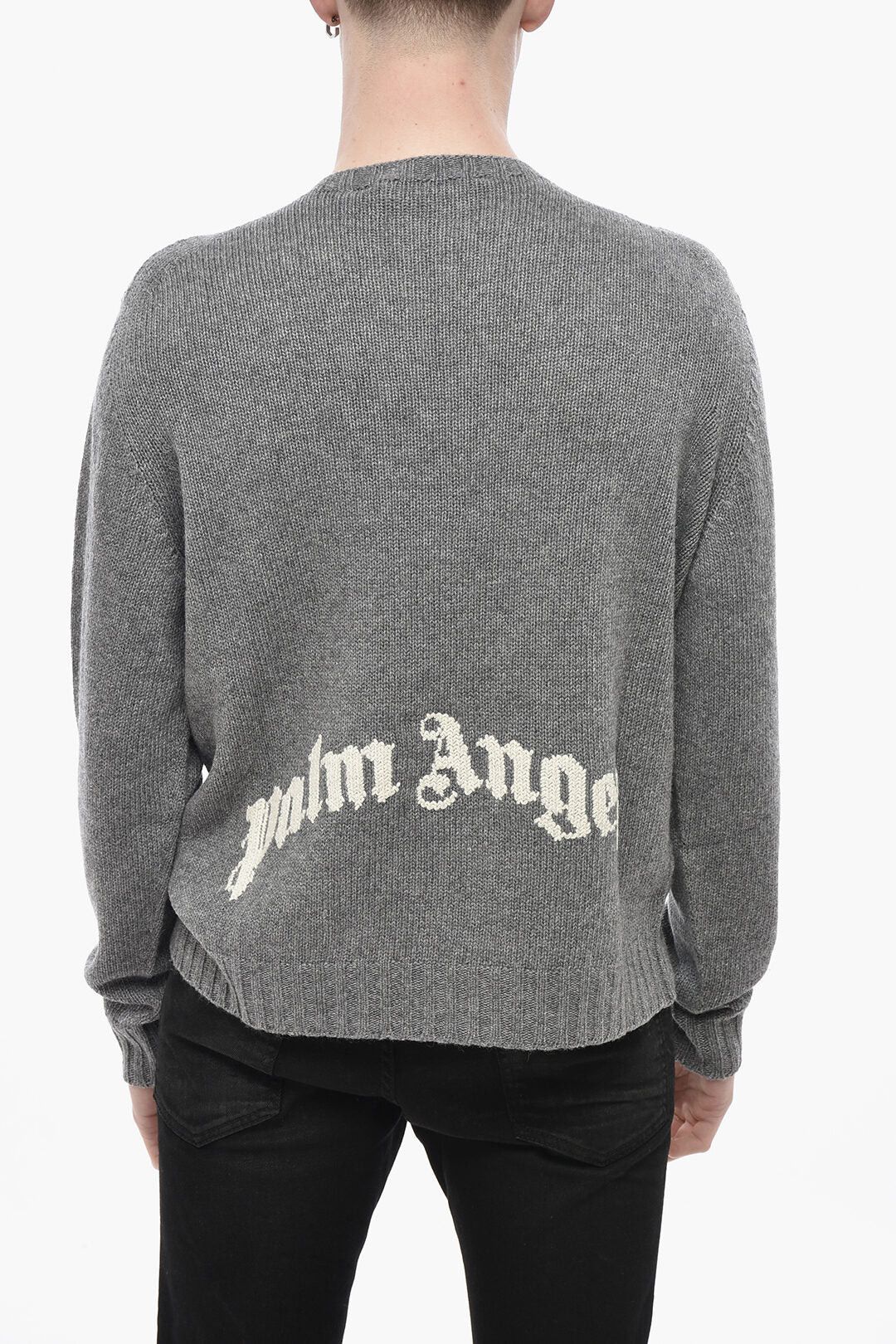Palm Angels og1mm0326 Cashmere-Blend Crewneck Sweater in Grey Size US L / EU 52-54 / 3 - 2 Thumbnail
