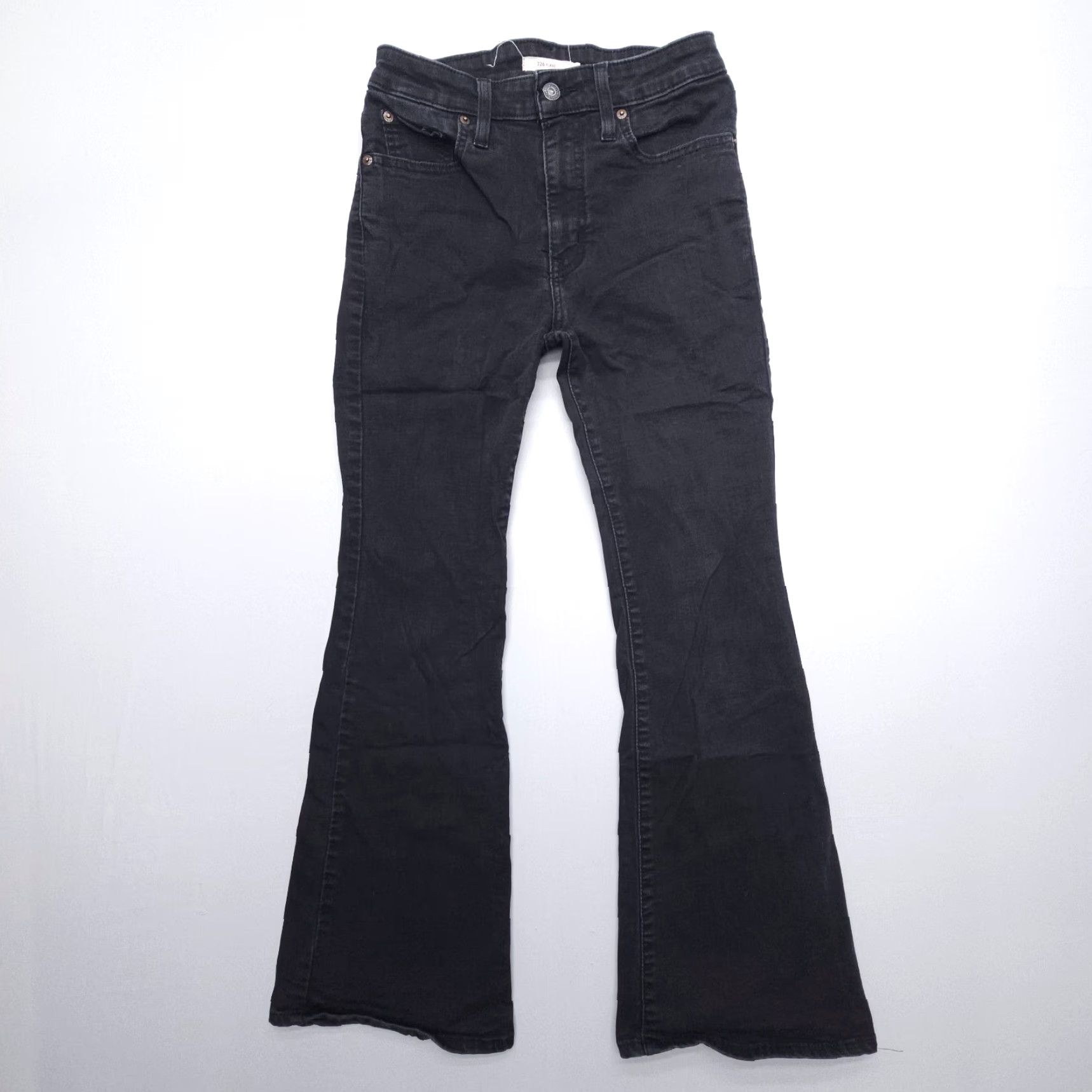 Levi's Levi's 726 Jeans Flare Regular Size 29 Dark Black Denim 5-Pocket Bohemian Festival Vintage-Style Womens Jeans Size 29" - 2 Thumbnail