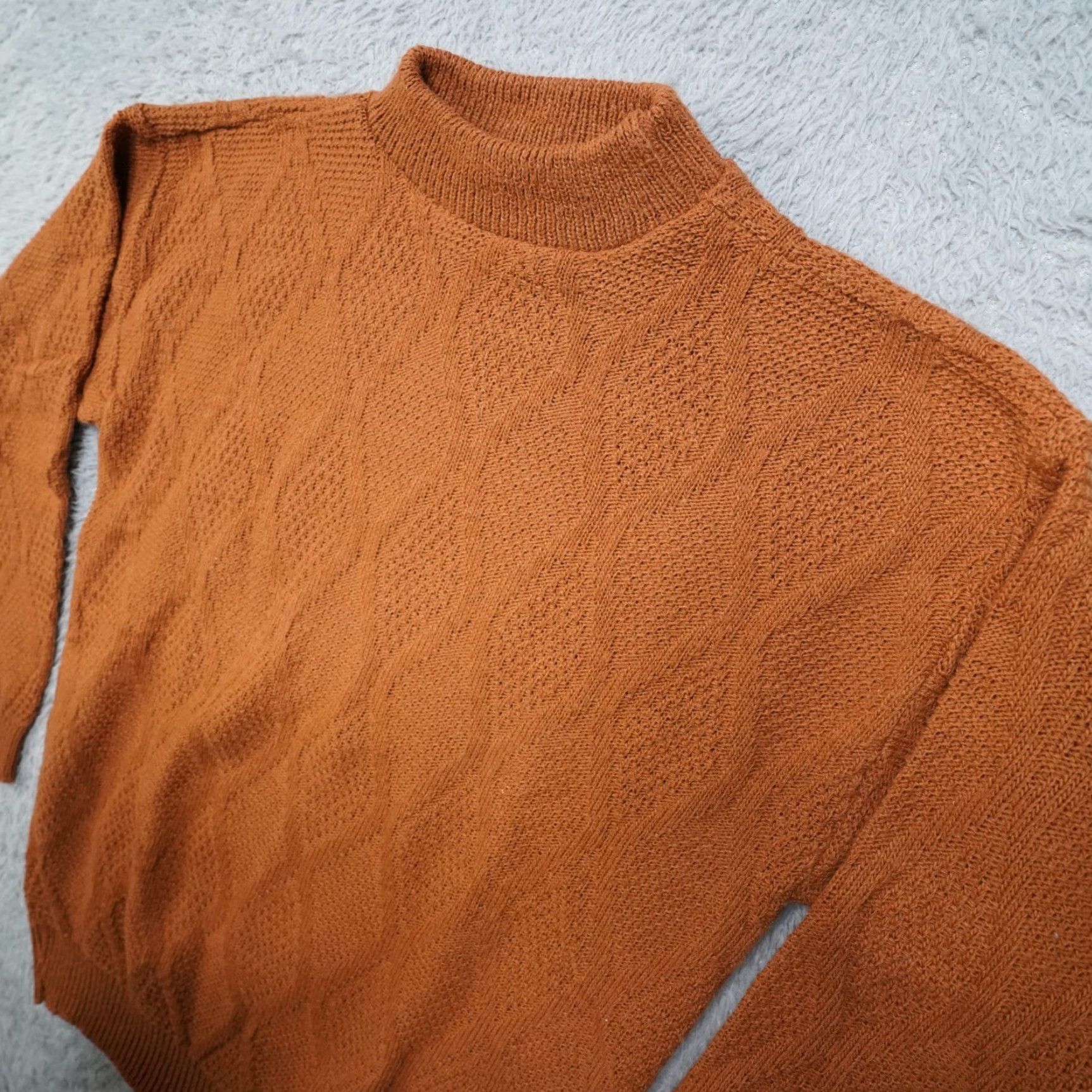 Vintage VINTAGE American Pride Sweater 80s Geometric Heart Knit Wool Blend Mock Neck Womens M Brown Crewneck Pullover Vintage Decade 80s Womens Size M / US 6-8 / IT 42-44 - 7 Thumbnail