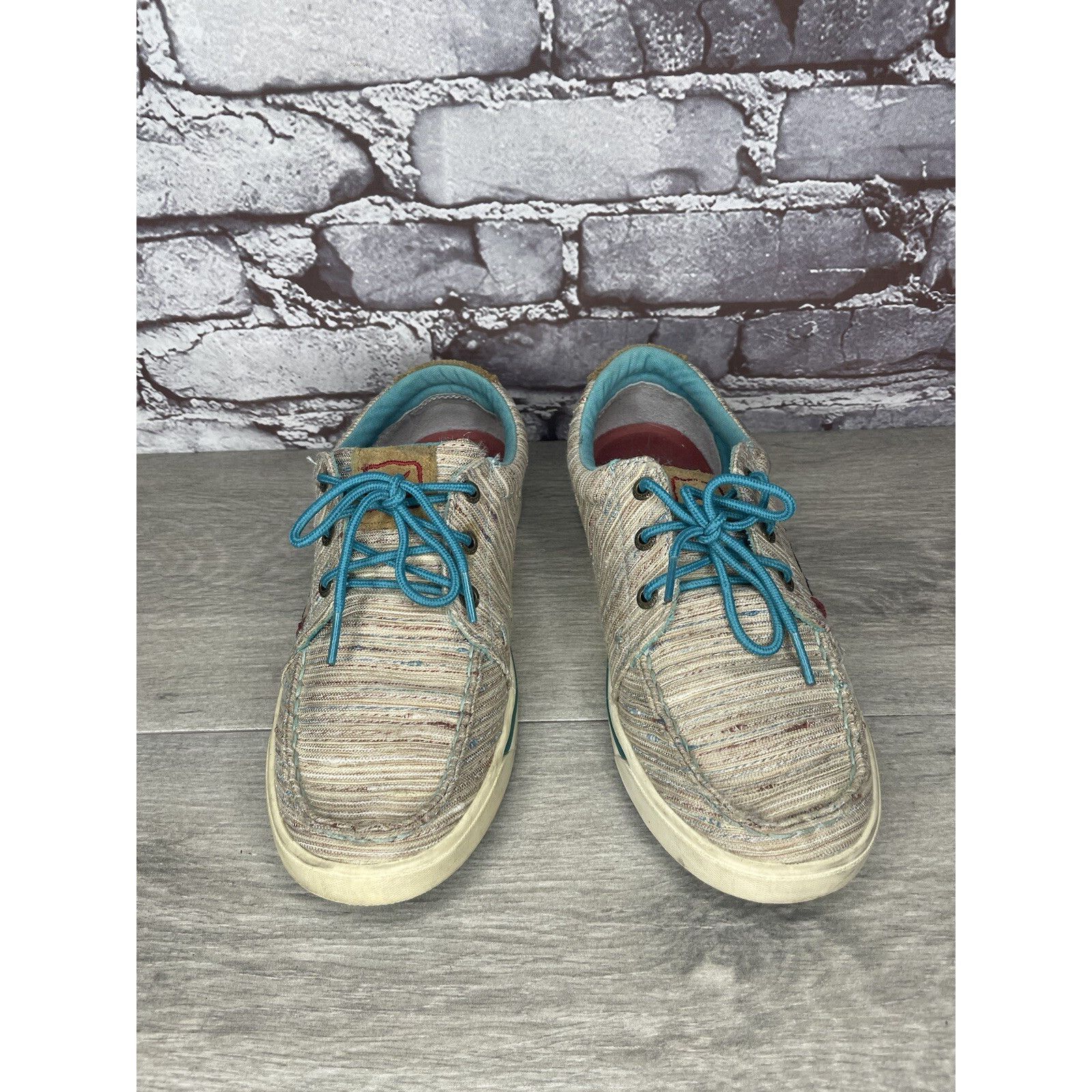 Other Hooey Loper By Twisted X Tan Fabric Western Blue Lace Shoes Size US 6.5 / IT 36.5 - 2 Thumbnail