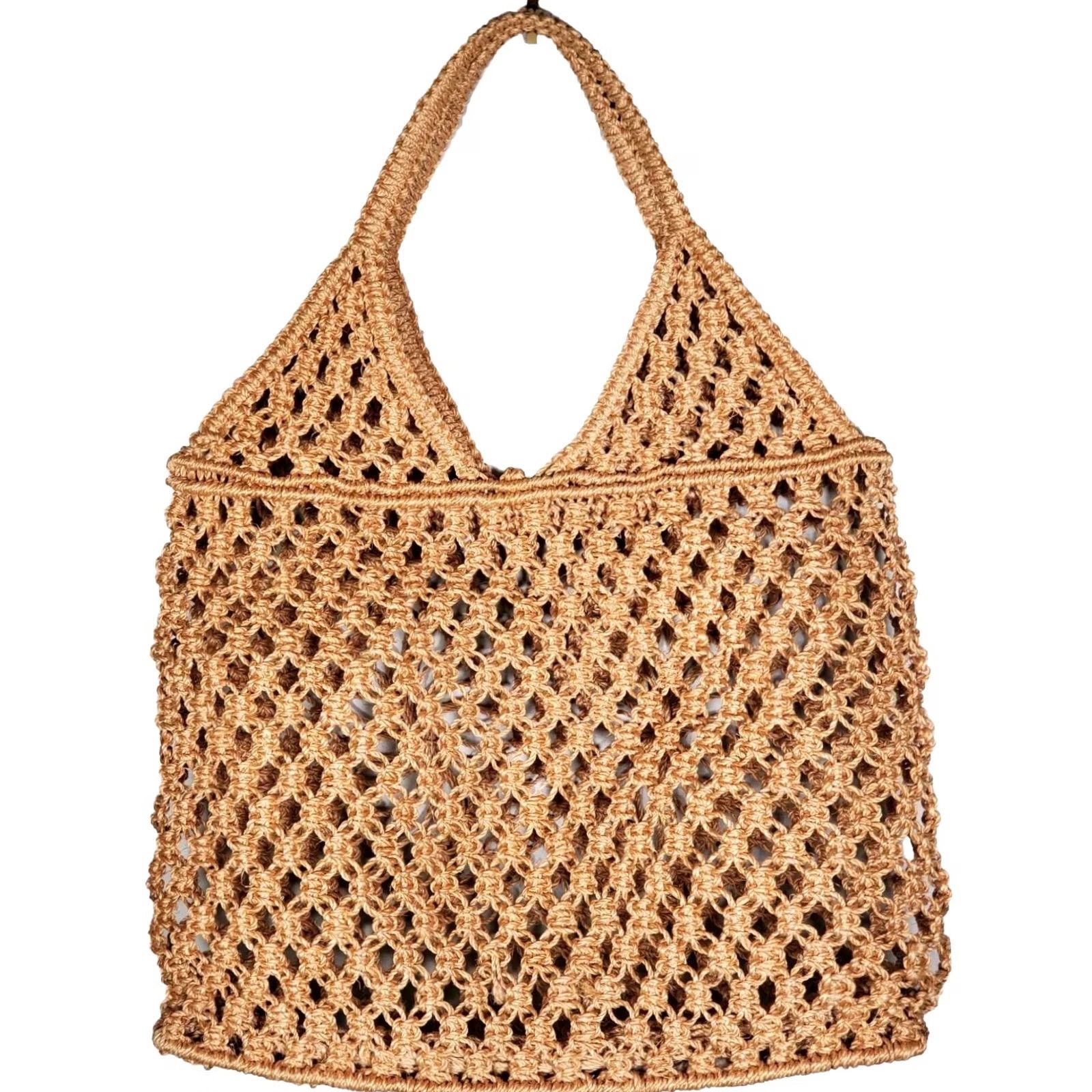 Vintage Isa Tapia Day Bikini Bag Natural Crochet Raffia Handmade India Women Medium Size ONE SIZE - 2 Thumbnail