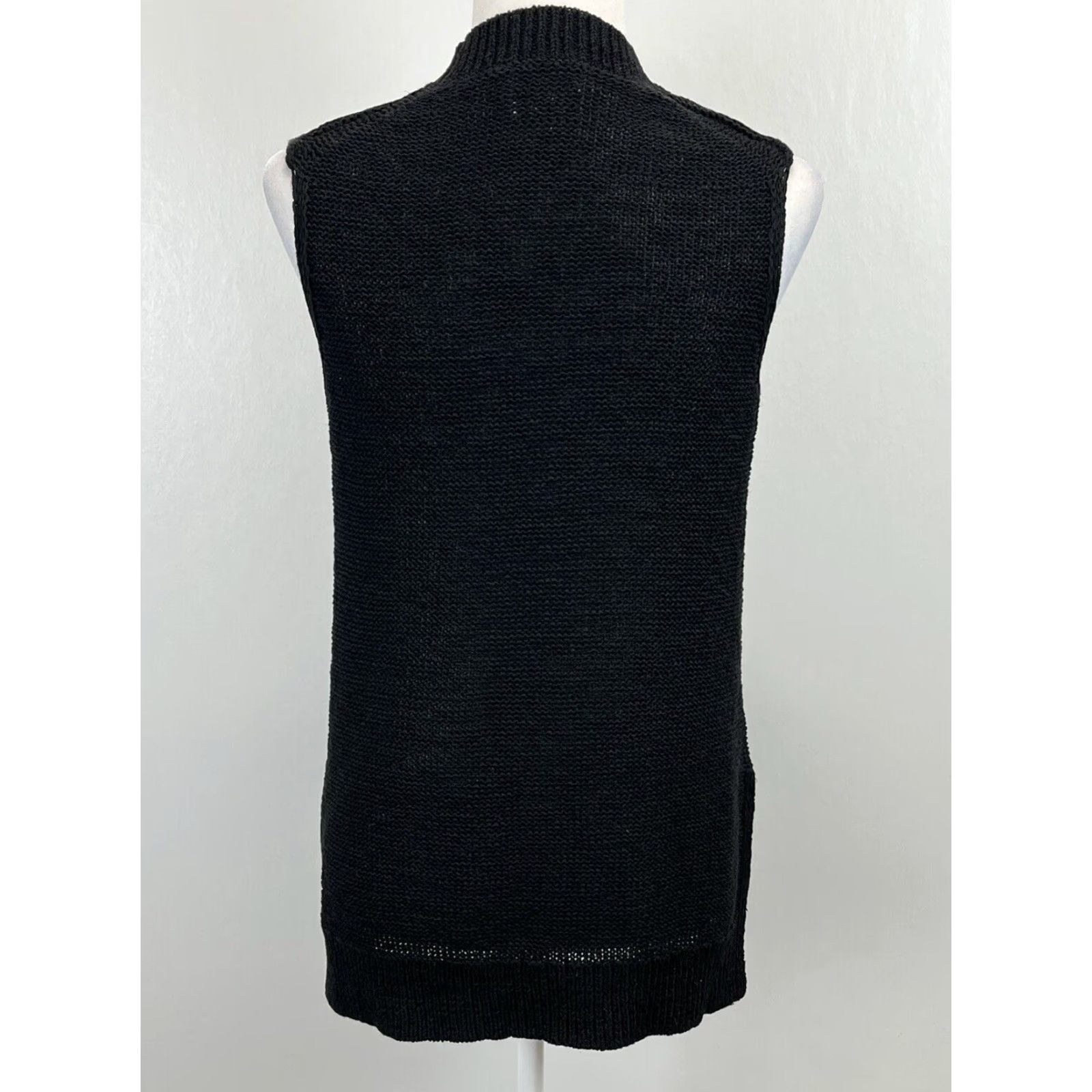 Lou & Grey LOU & GREY Linen Blend High Neck Sleeveless Sweater Womens Medium Black Pullover Size M / US 6-8 / IT 42-44 - 3 Thumbnail