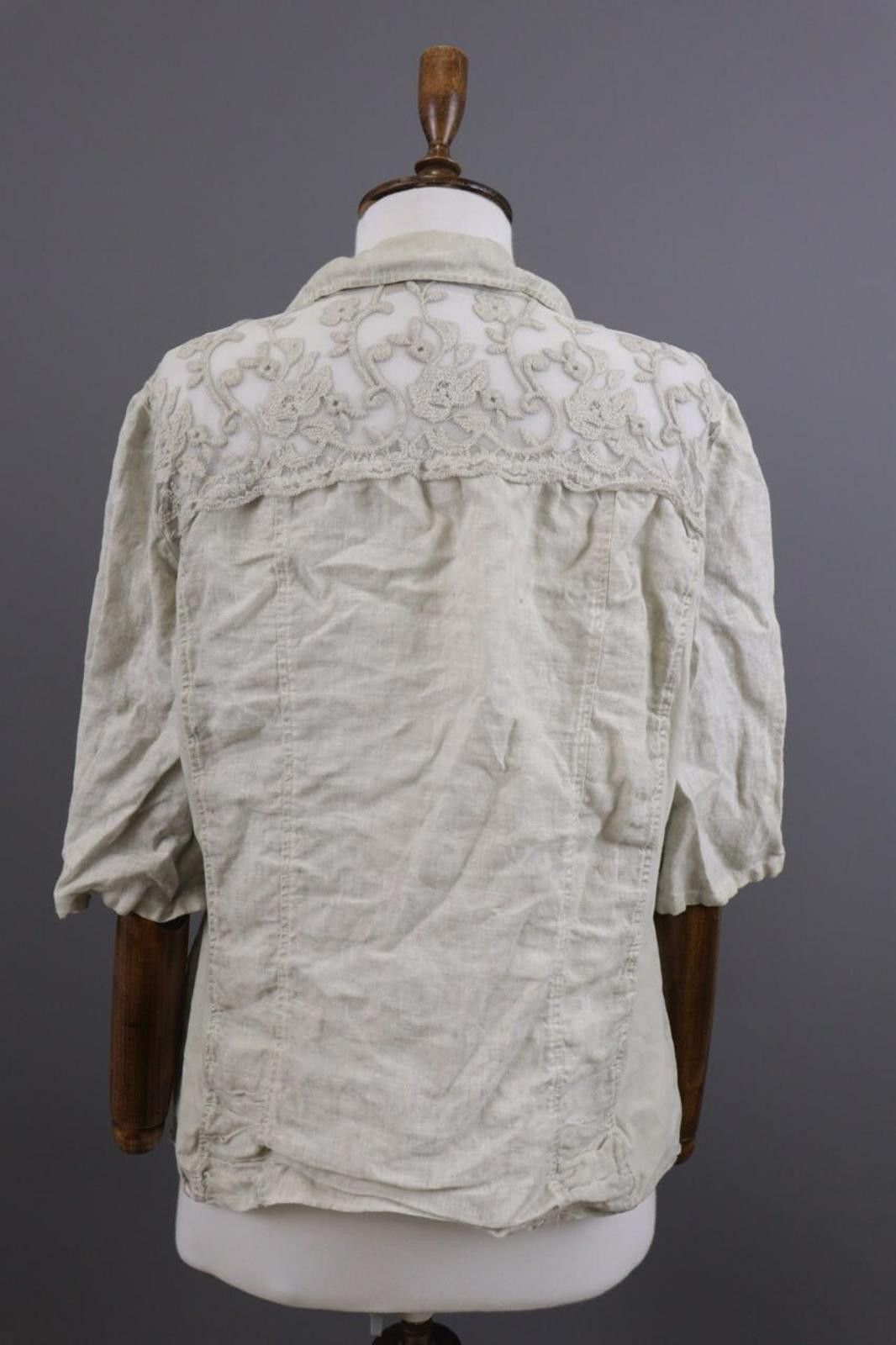 Designer Bottega Beige Mesh Floral Shirt Blouse Tunic Size M Size M / US 6-8 / IT 42-44 - 11 Thumbnail