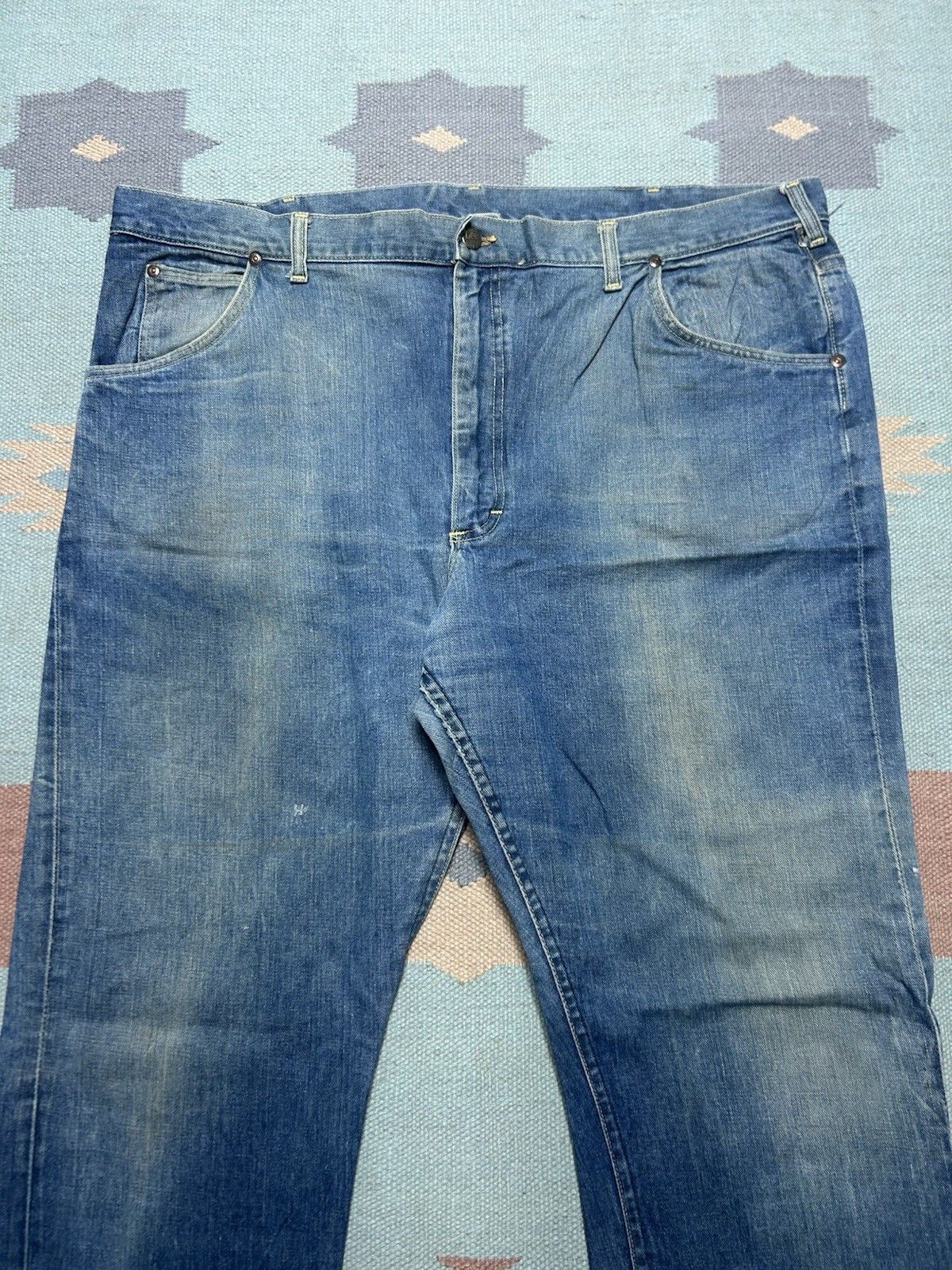 Vintage Vtg 1960s Lee riders jeans faded half selvedge jerky 44x29 Size US 44 / EU 60 - 3 Thumbnail