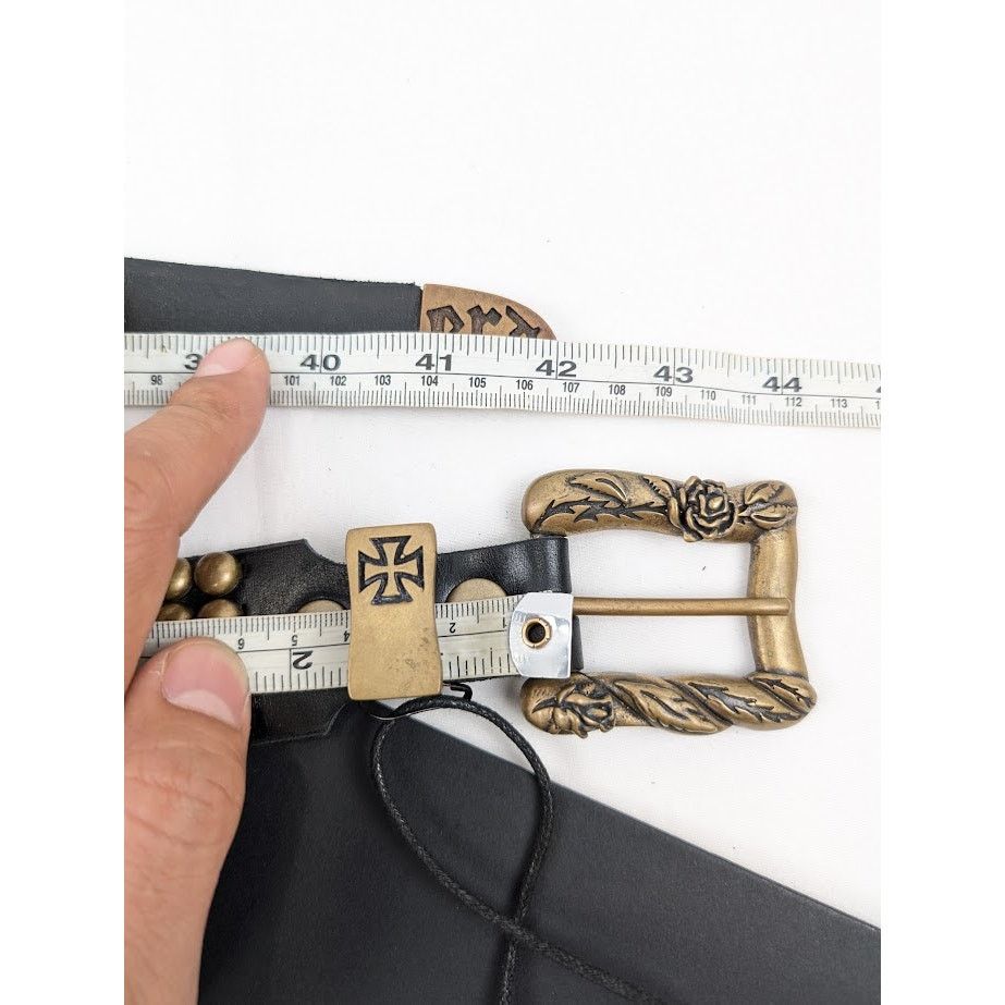 Enfants Riches Deprimes o1rshd1 Size: 90 / Antique Brass Jesus Coin Belt Black/Brass Size 36 - 16 Thumbnail