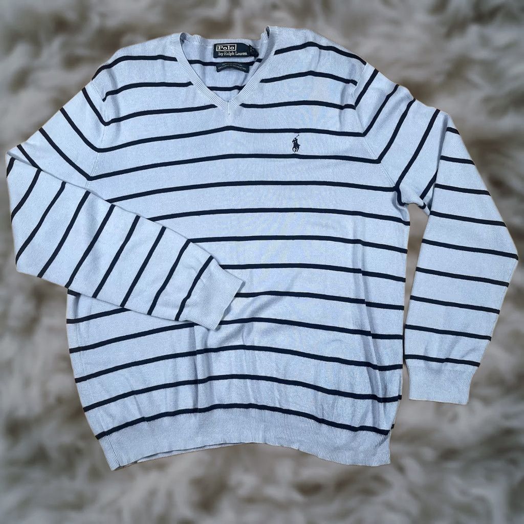Polo Ralph Lauren VINTAGE Polo Ralph Lauren Sweater Mens L Long Sleeve V-Neck Knit Pullover Size US L / EU 52-54 / 3 - 1 Thumbnail